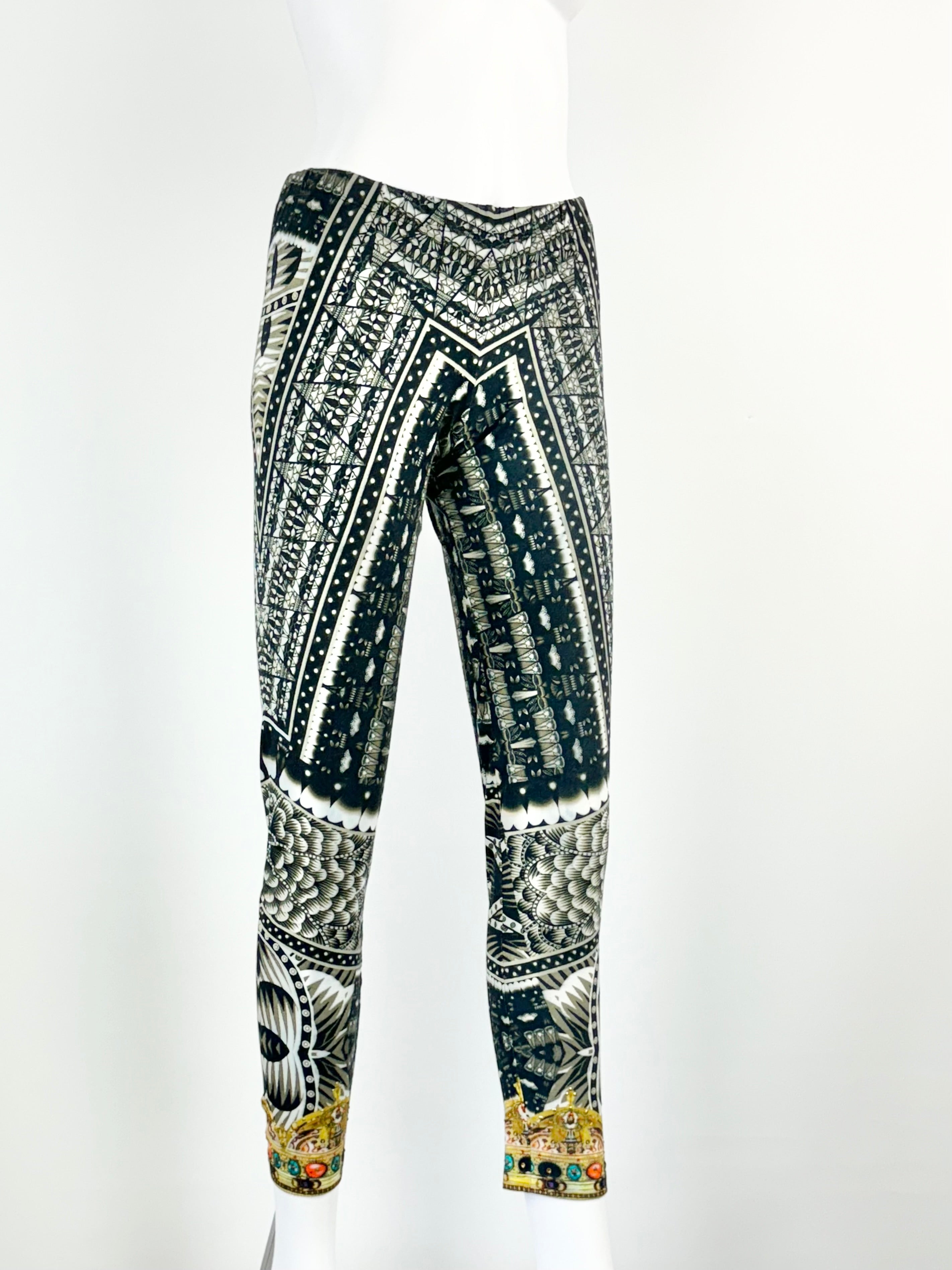 Camilla Black Patterned Leggings - AU8/10