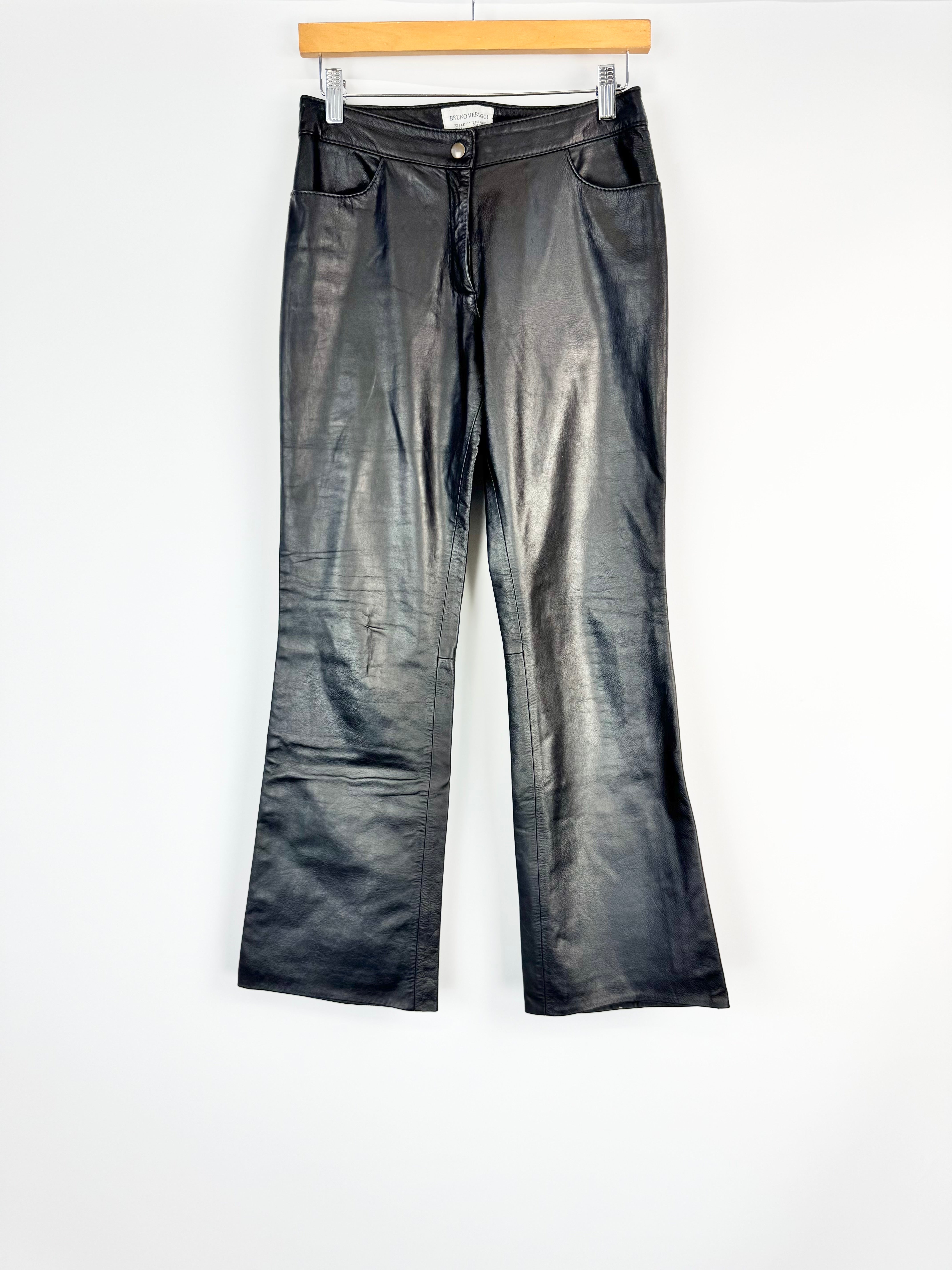 Bruno Veruggi Black Leather Pants - AU10/12