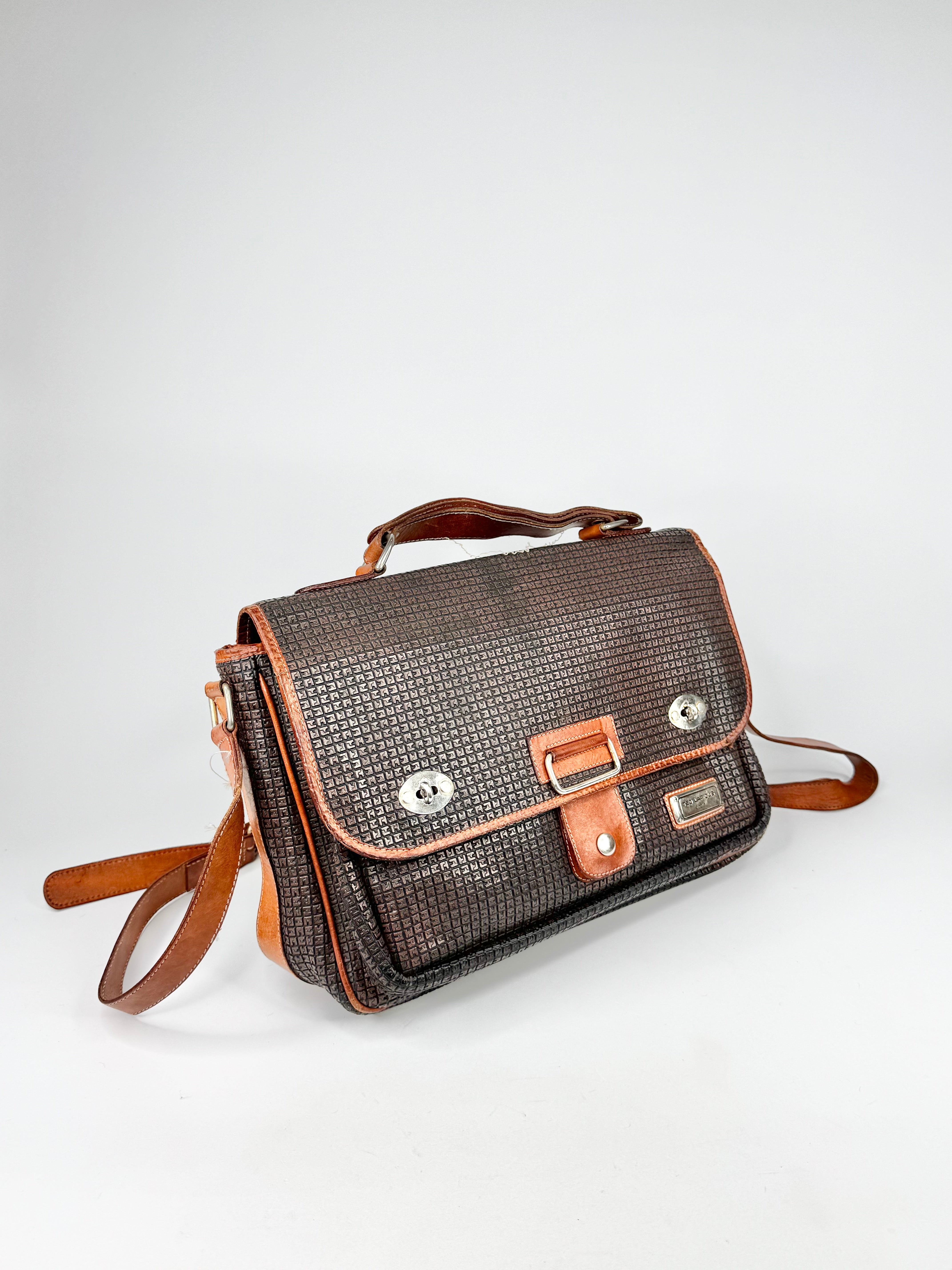 Ted Lapidus Brown Embossed Briefcase