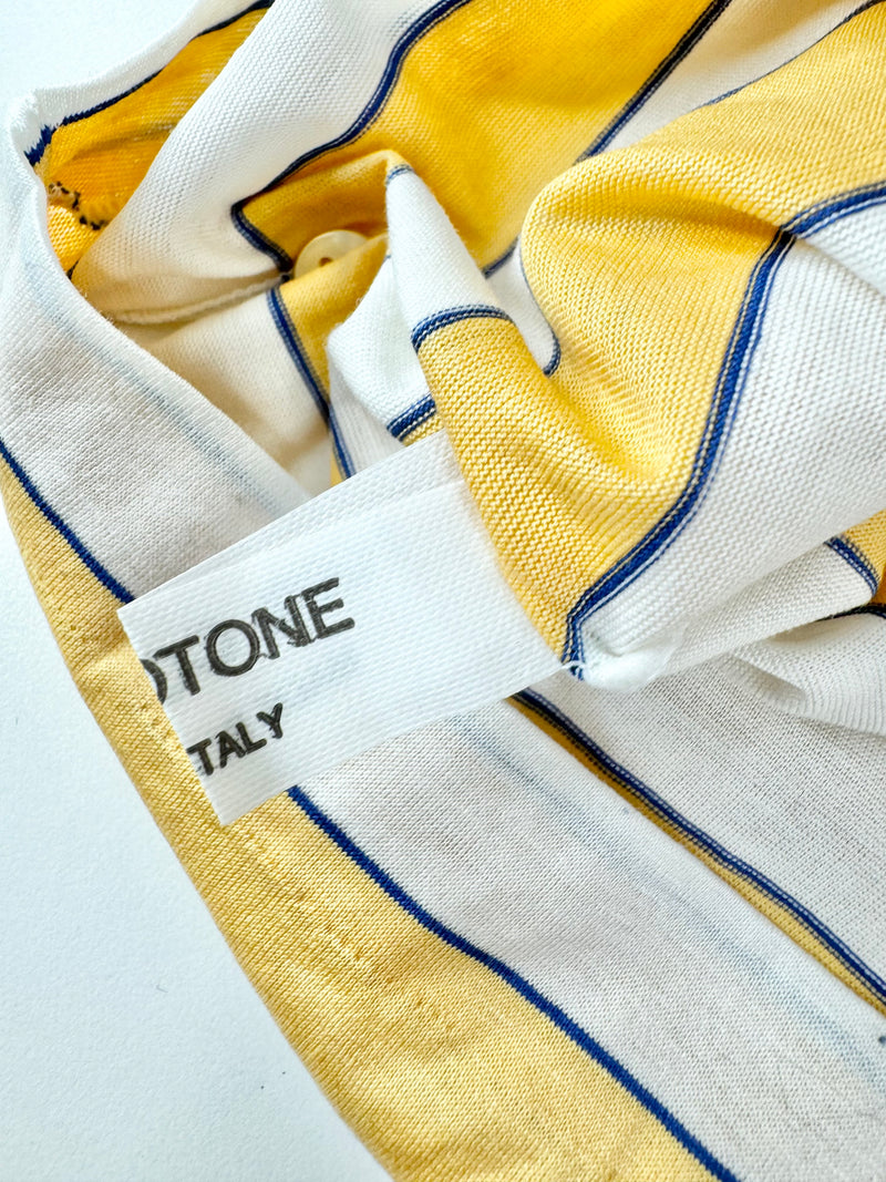 Vintage 90s Givenchy Gentlemen Yellow & White Striped Polo - L