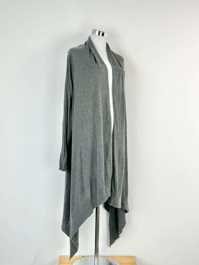 DKNY Grey Silk & Cashmere Blend Waterfall Cardigan - AU8