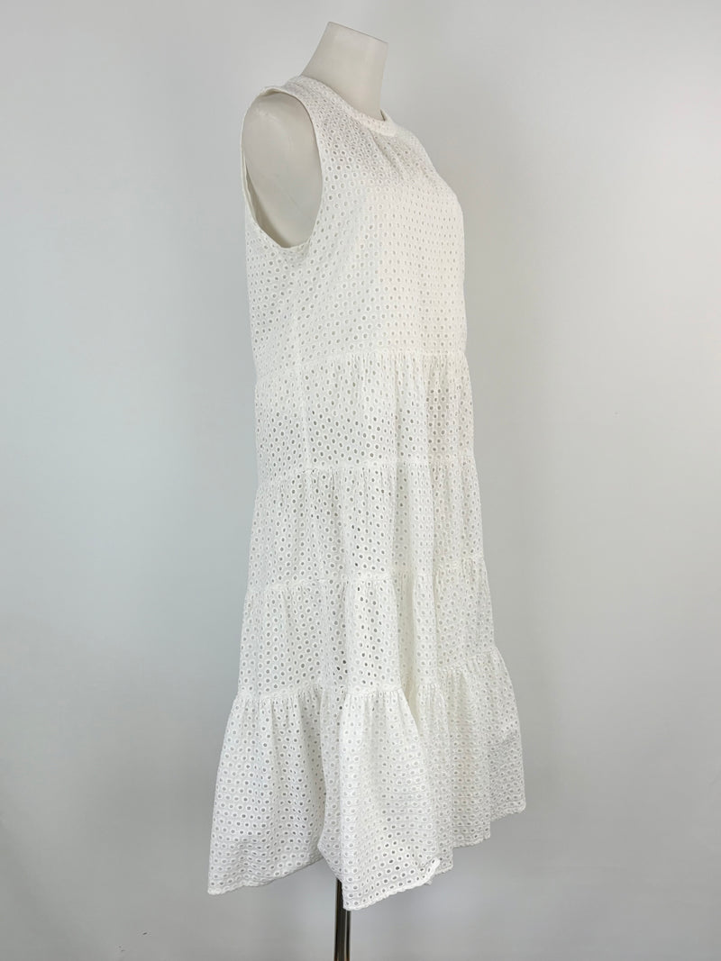 Decjuba White Ring-Pattern Tiered Maxi Dress - AU12