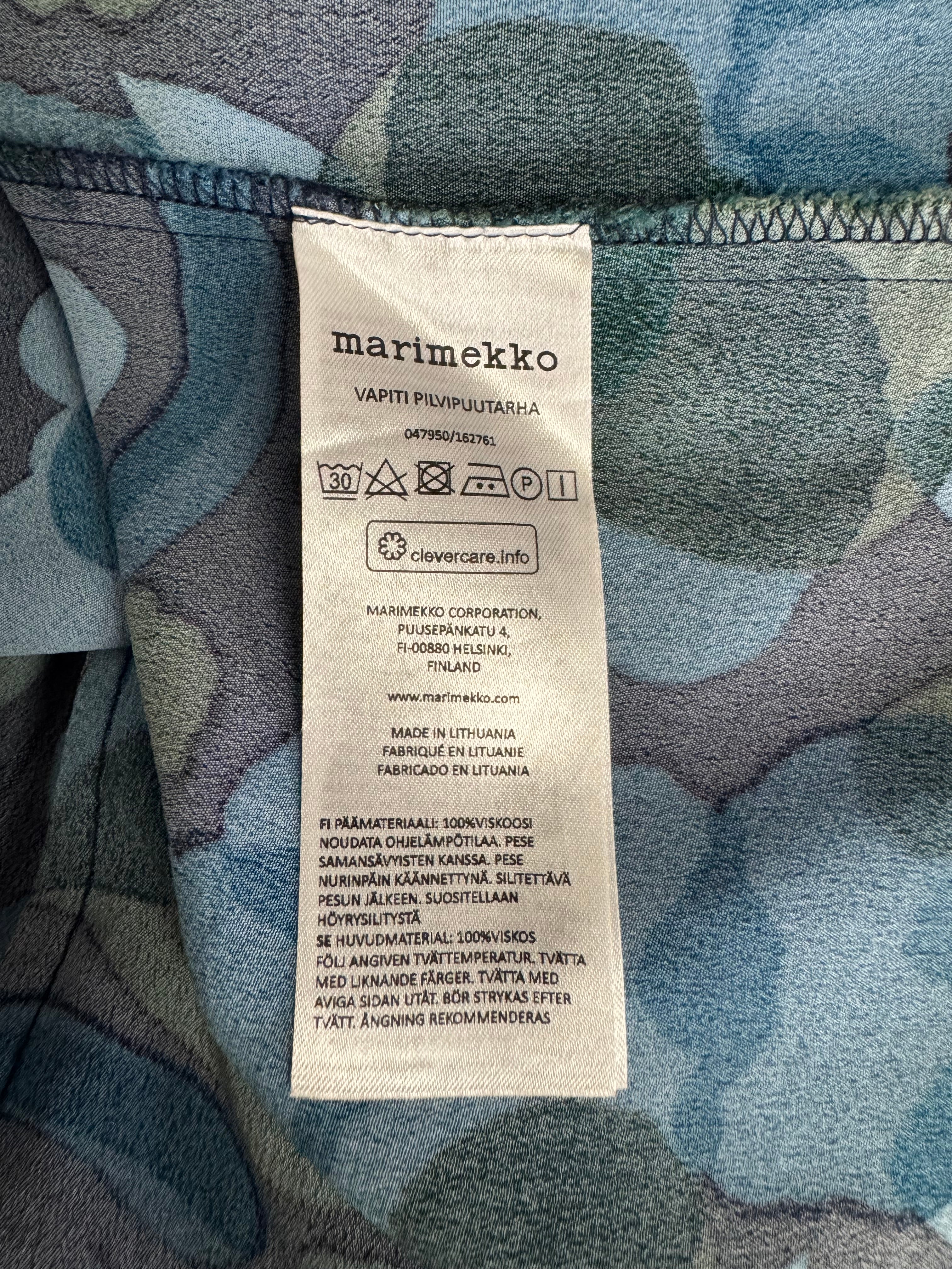 Marimekko Vapiti Blue 'Pilvipuutarha' Patterned A-Line Dress - AU12/14
