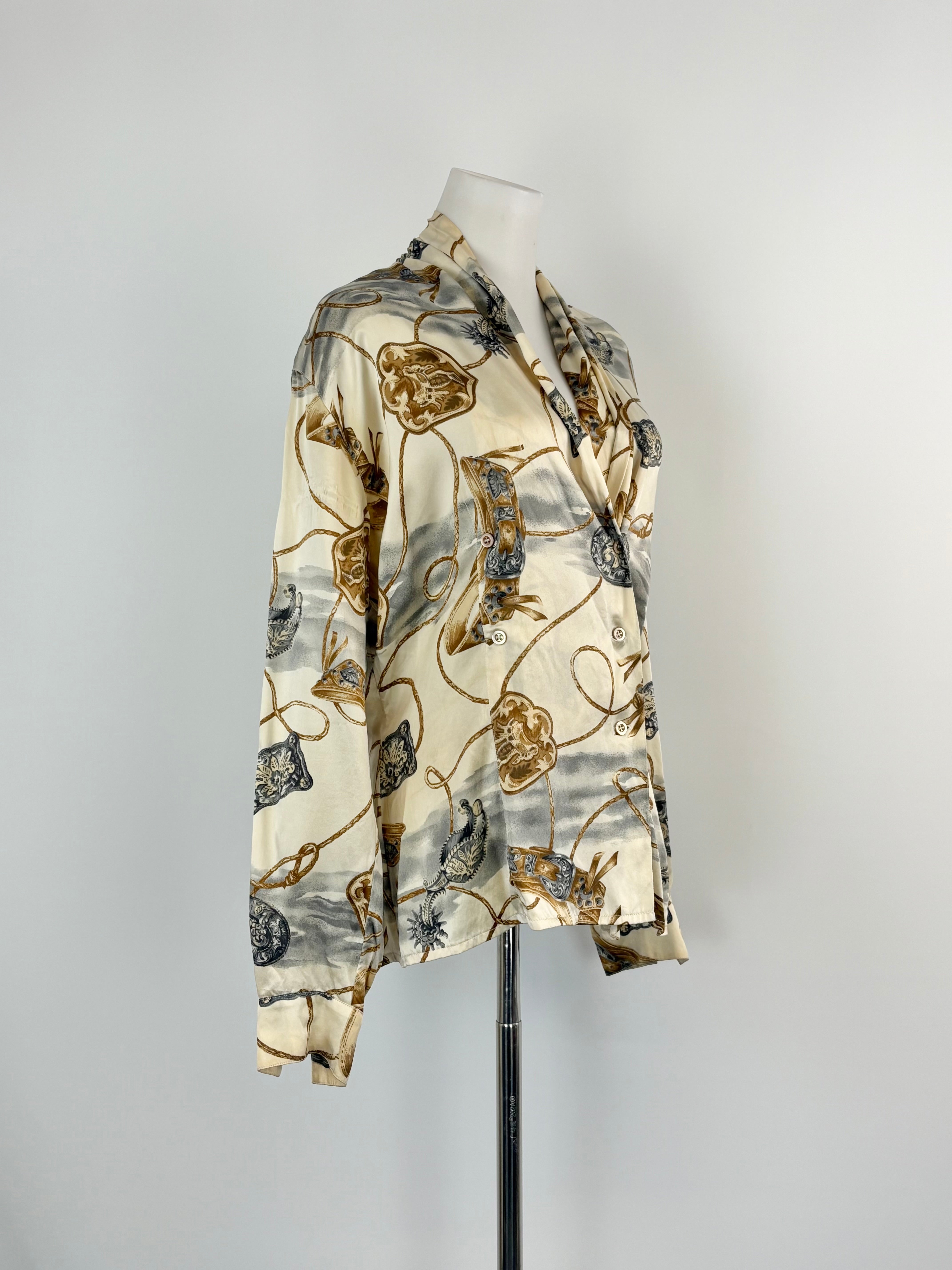 Escada by Margaretha Ley Vintage Patterned Silk Blouse - AU10