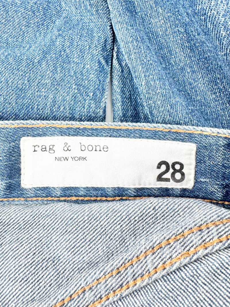 Rag & Bone Blue Denim 'Harlow' Mid Rise Straight Leg Jeans - 28