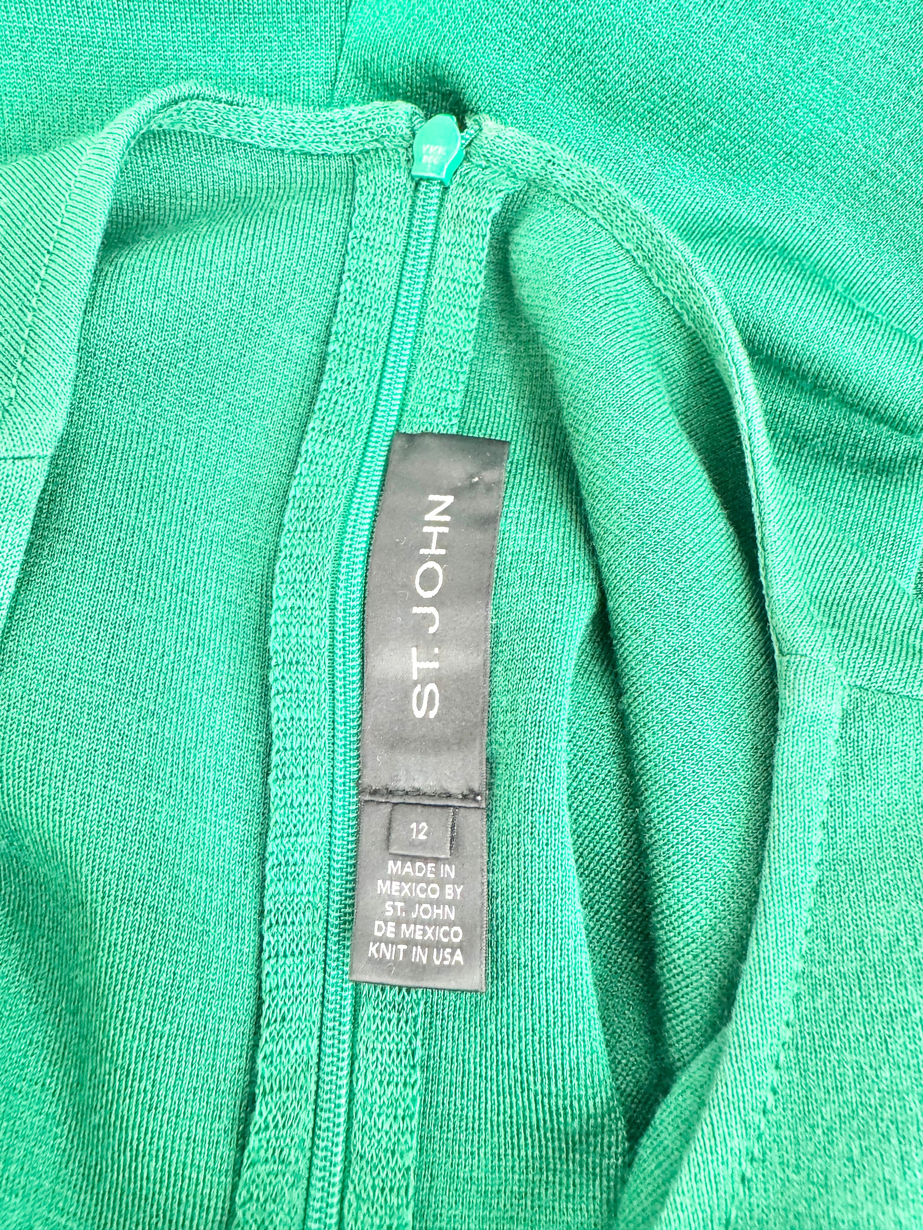 St John Emerald Green Wool Blend Dress - AU14/16