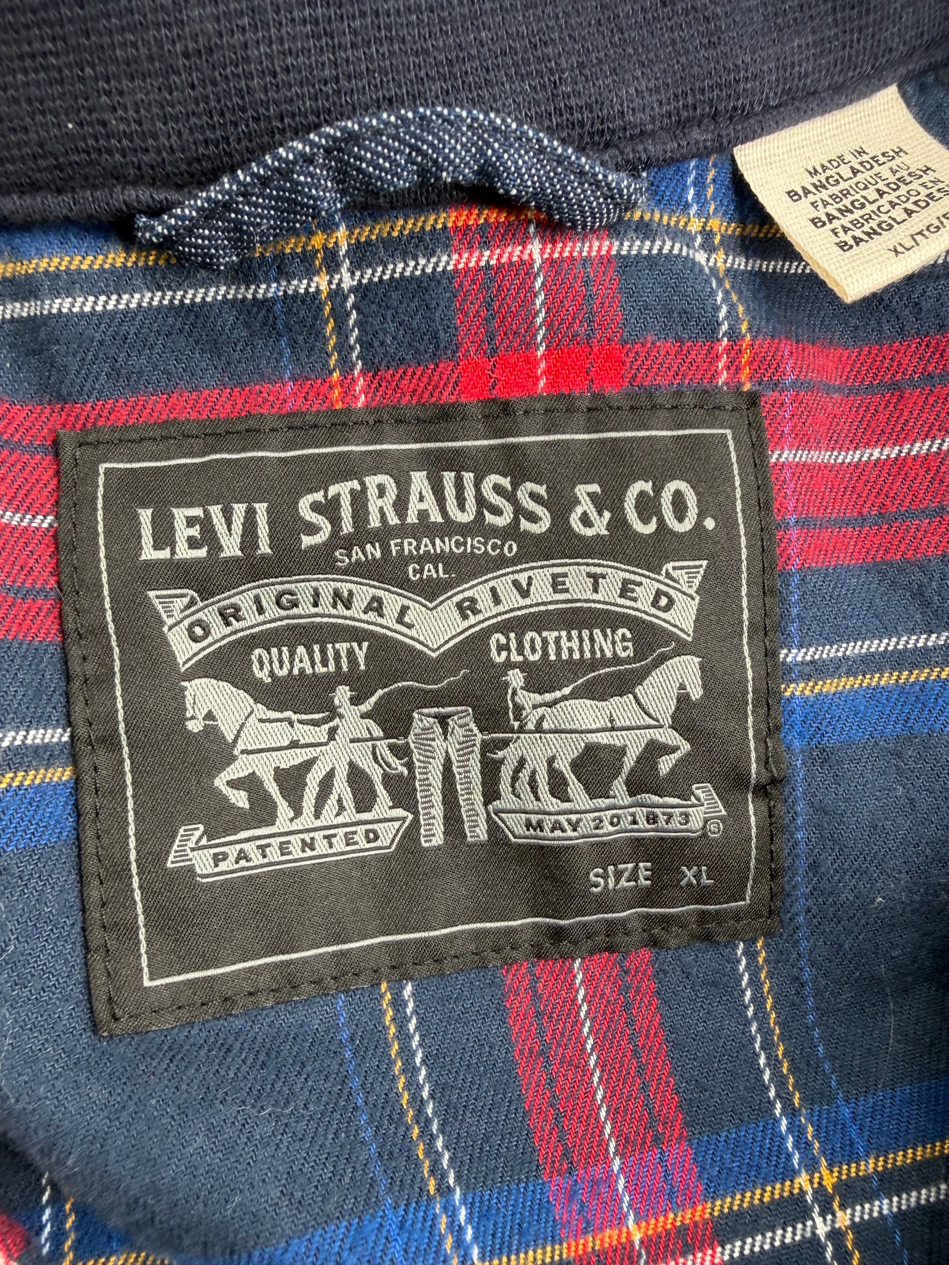 Levi's Dark Blue Tartan Lined Jacket - XL