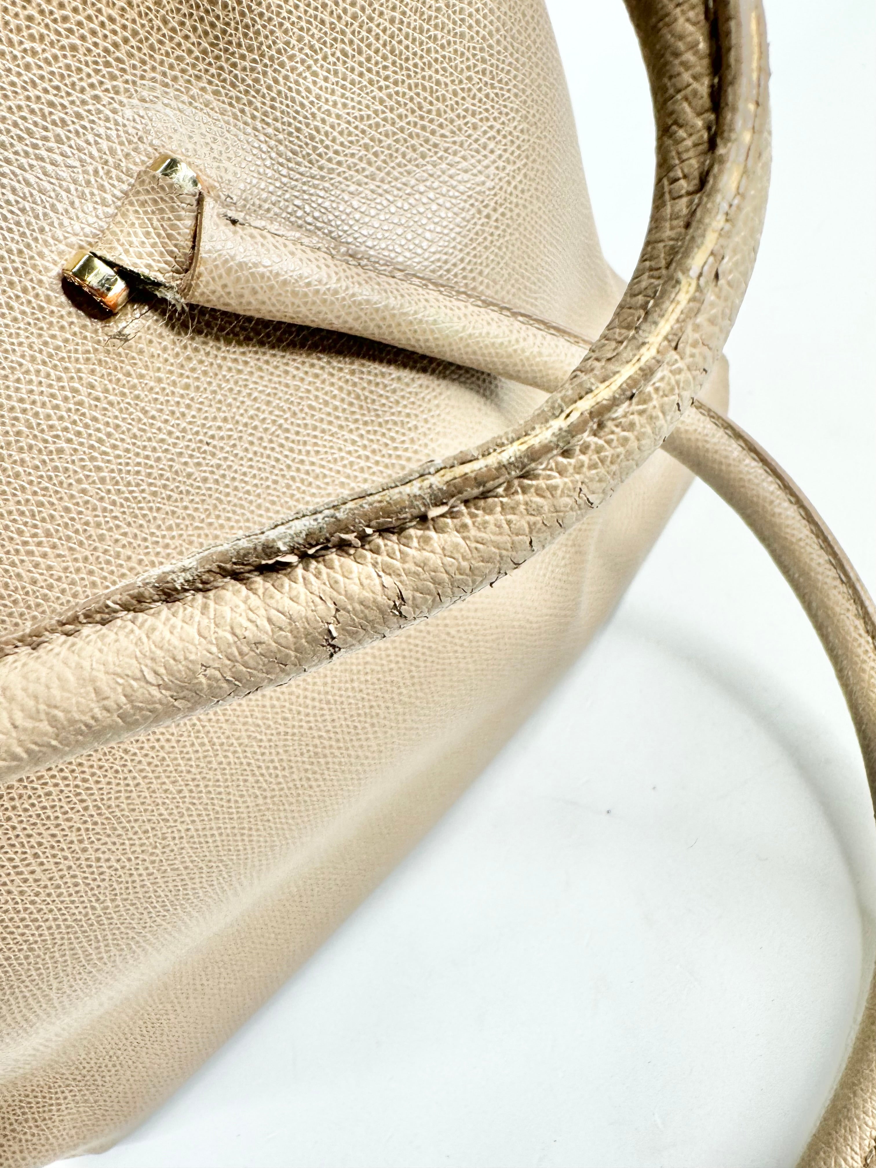 Furla Pebbled Taupe Leather Shoulder Bag