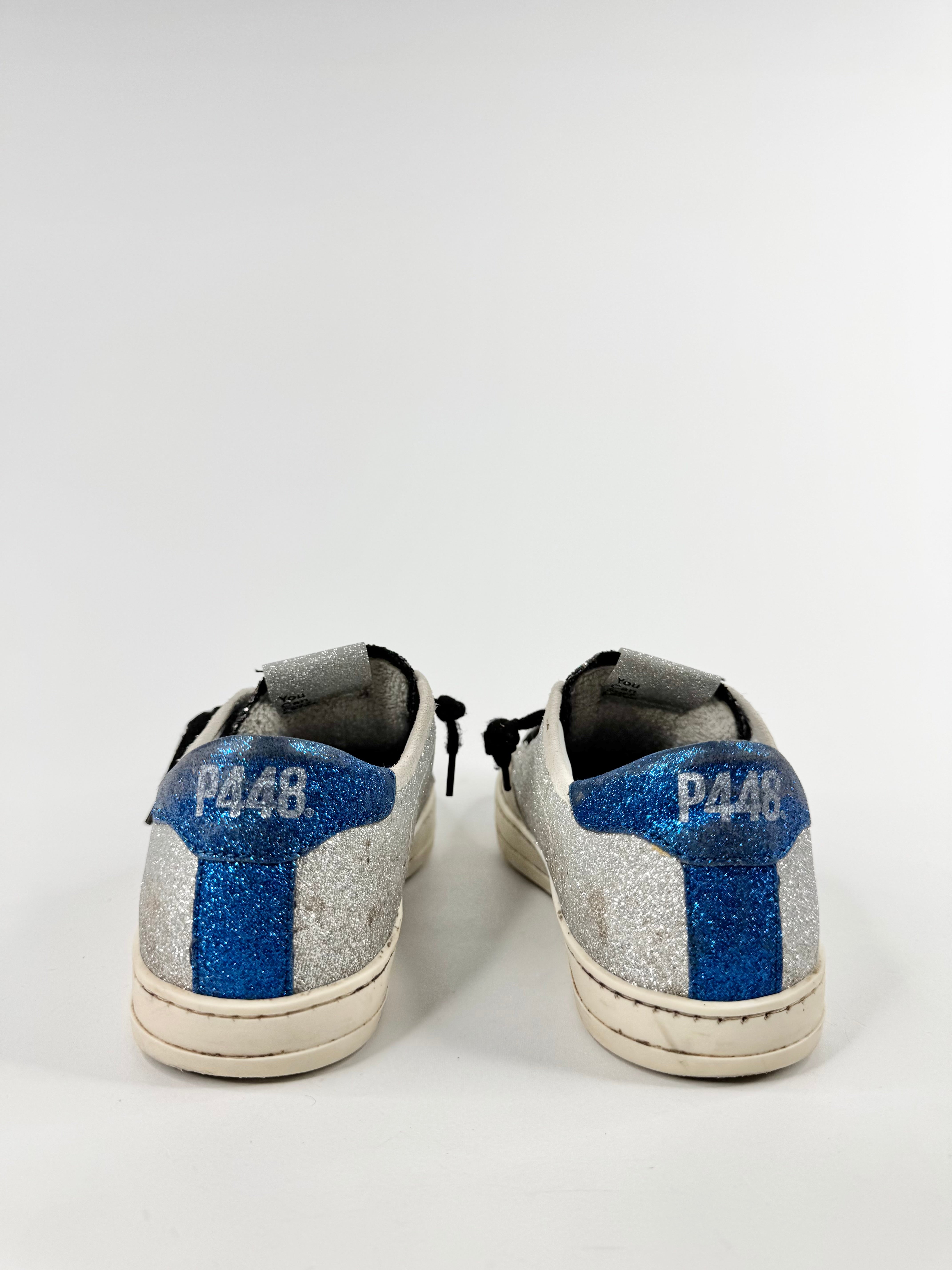 P448 Silver & Blue Glitter Sneakers - EU37