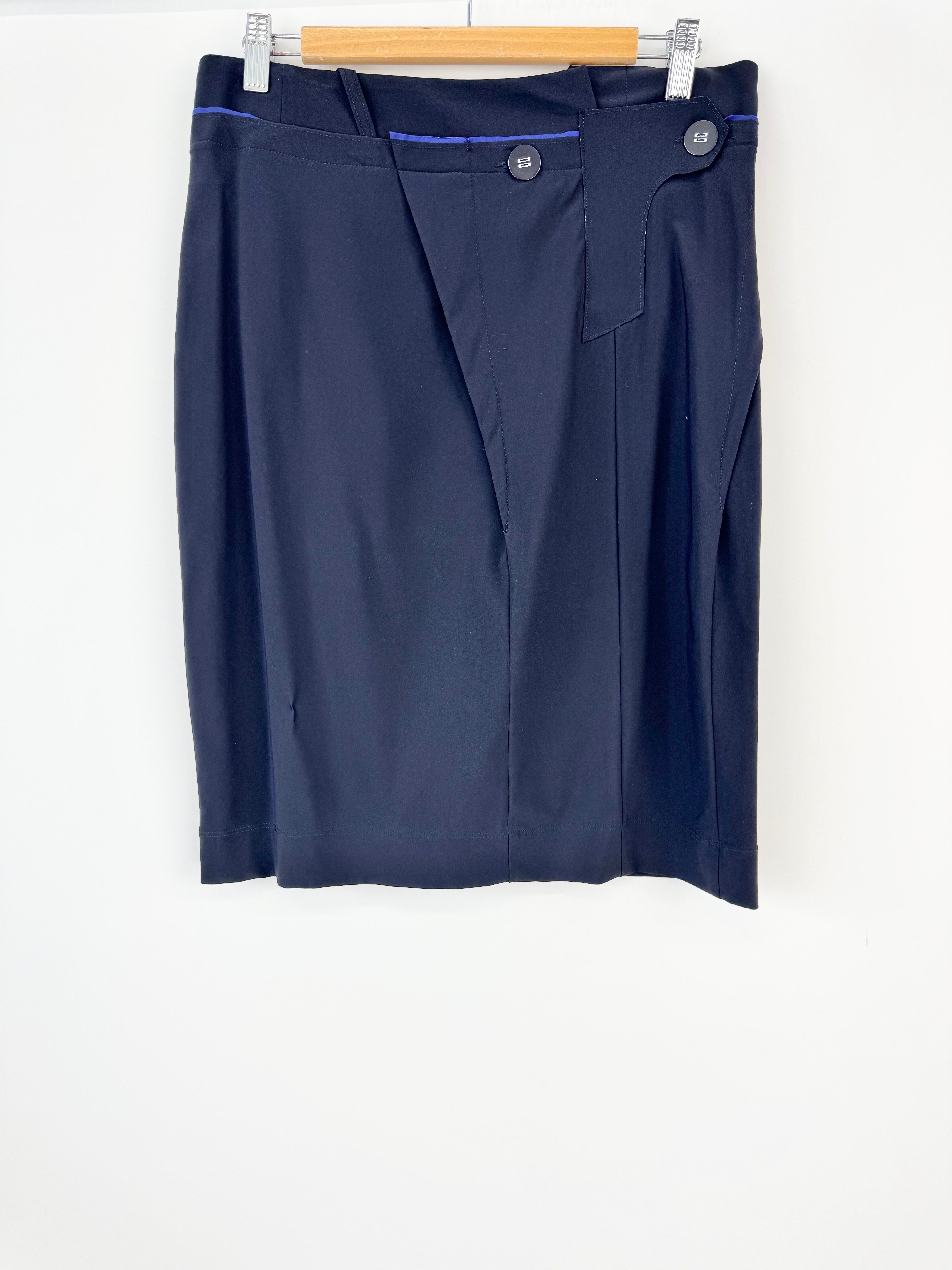 Marithé + François Girbaud Blue Black Stretchy Skirt - AU10/12