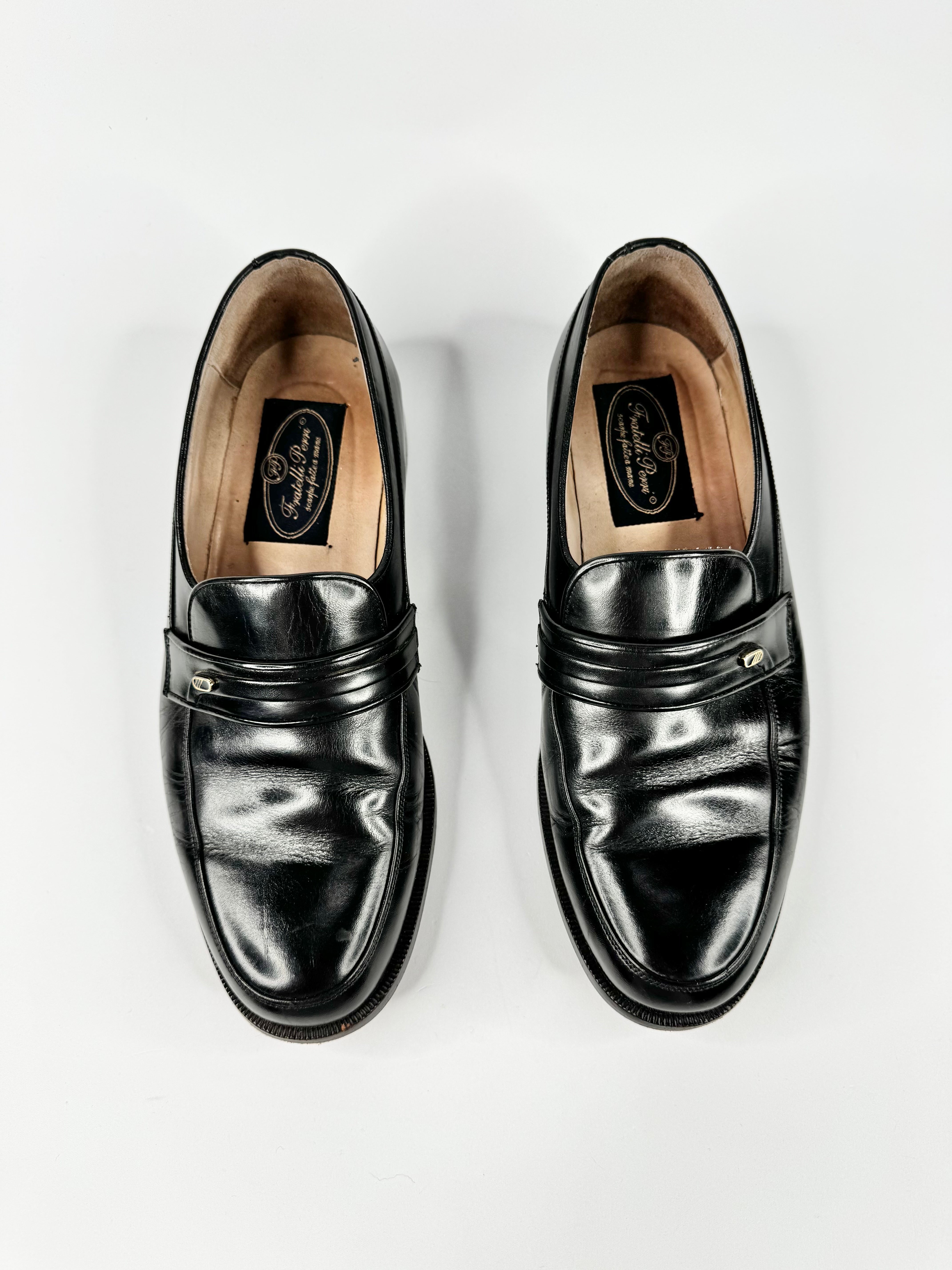 Vintage  Italian Made Black Leather Loafers - 7