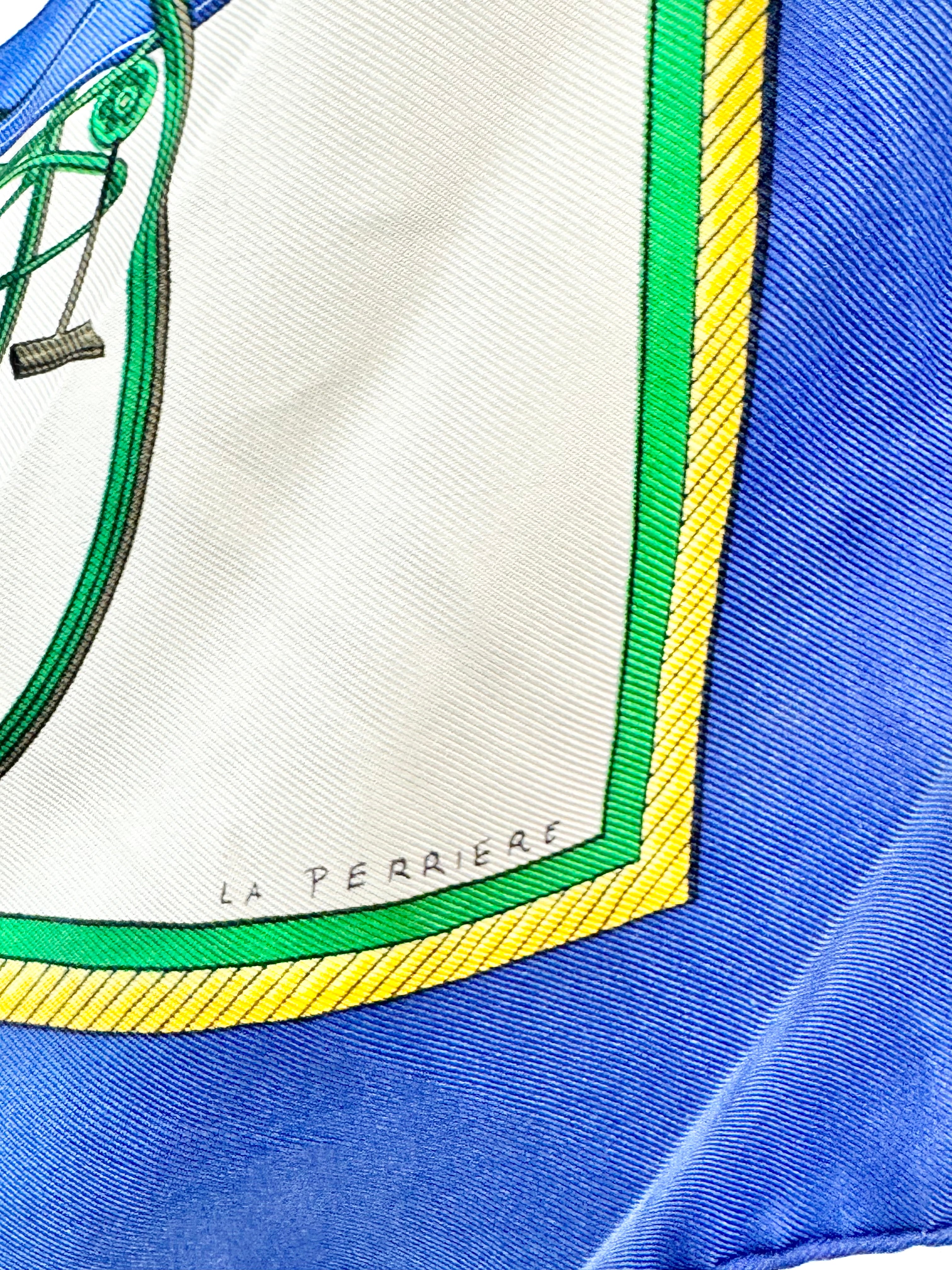 Hermès Scarf Carré ‘les voitures à transformation’ Blue Silk Scarf