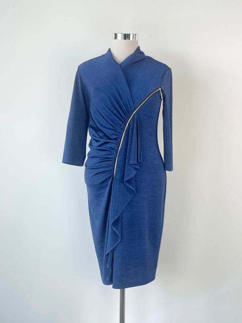 Joseph Ribkoff Indigo 'Melange' Ruched Dress - AU16