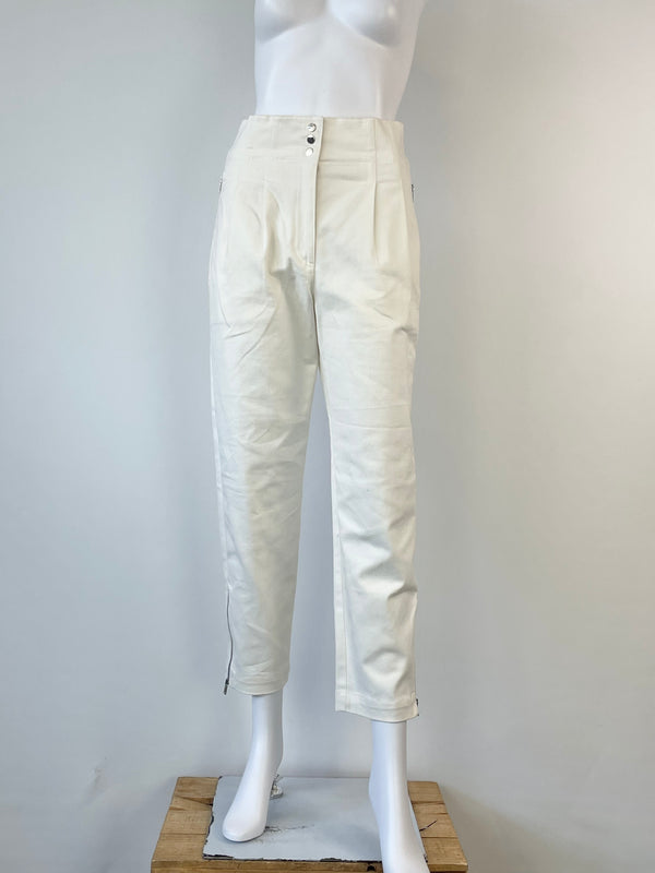 Reiss White Denim 'Serina' High-Waisted Cropped Jeans - AU6/8