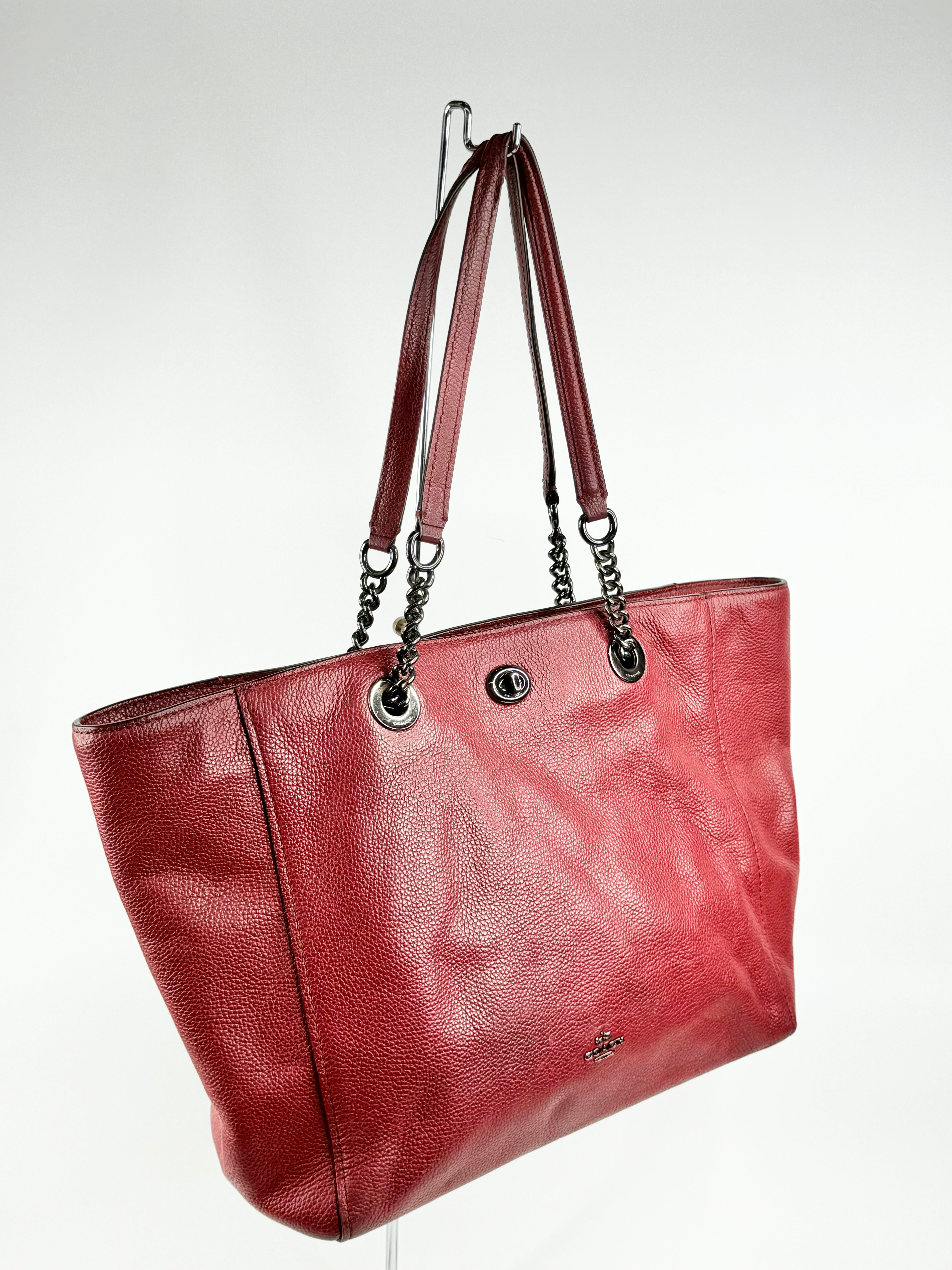 Coach Oxblood Grained Leather Tote