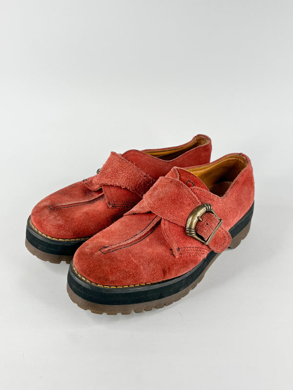 Dr. Martens Salmon Suede Buckle-Platform Loafers - EU43