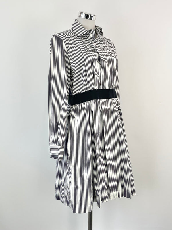 Maison Kitsune Grey & White Striped Shirt Dress - AU8