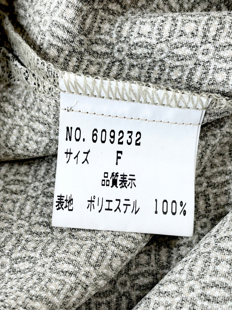 Vintage Japanese Beige Patterned Shirt - L