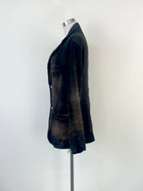 Avant Toi Linen-Blend Charcoal & Rust Contrast Knit Jacket - AU8/10