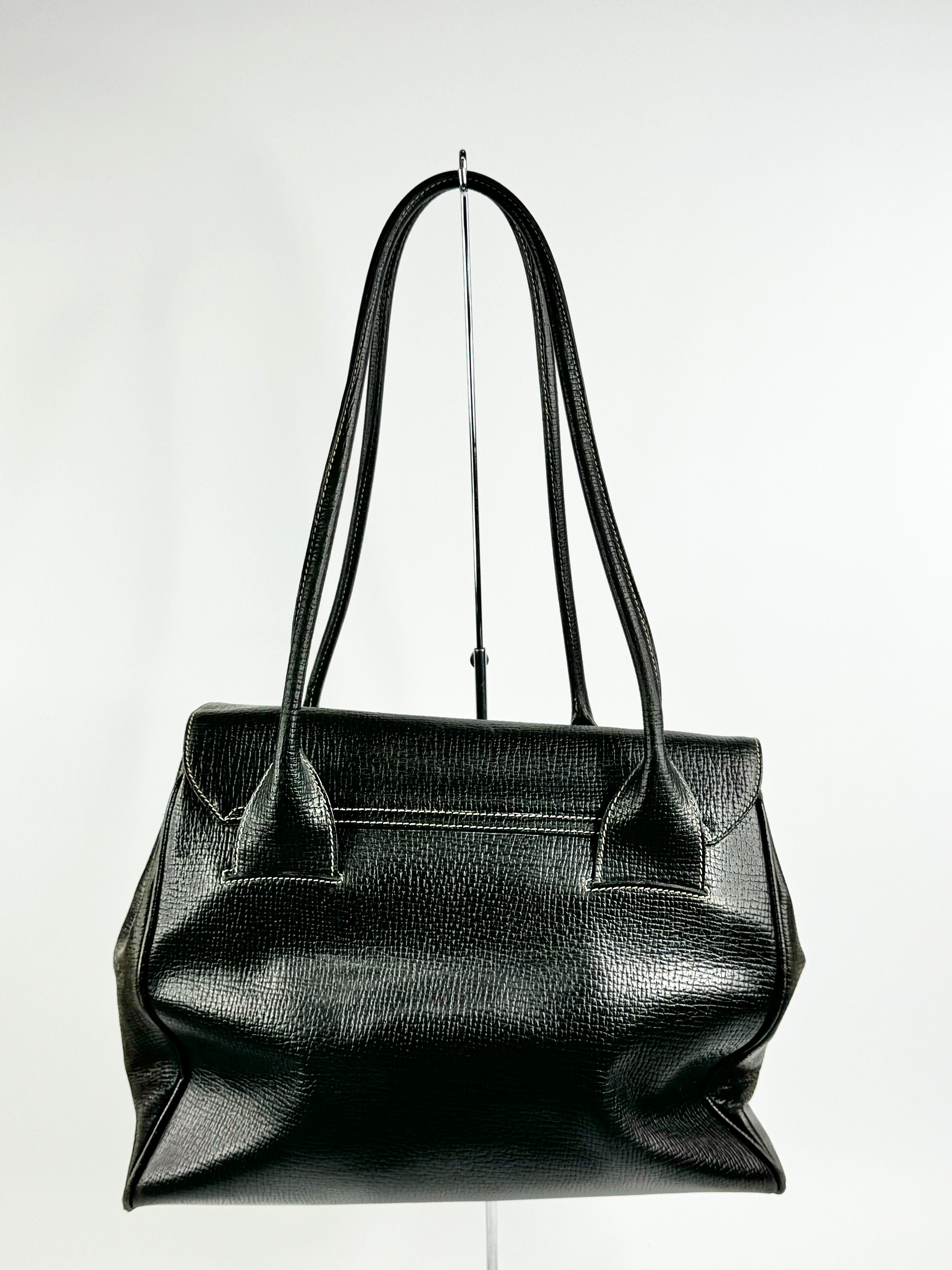 Vintage Loewe Black Leather Shoulder Bag