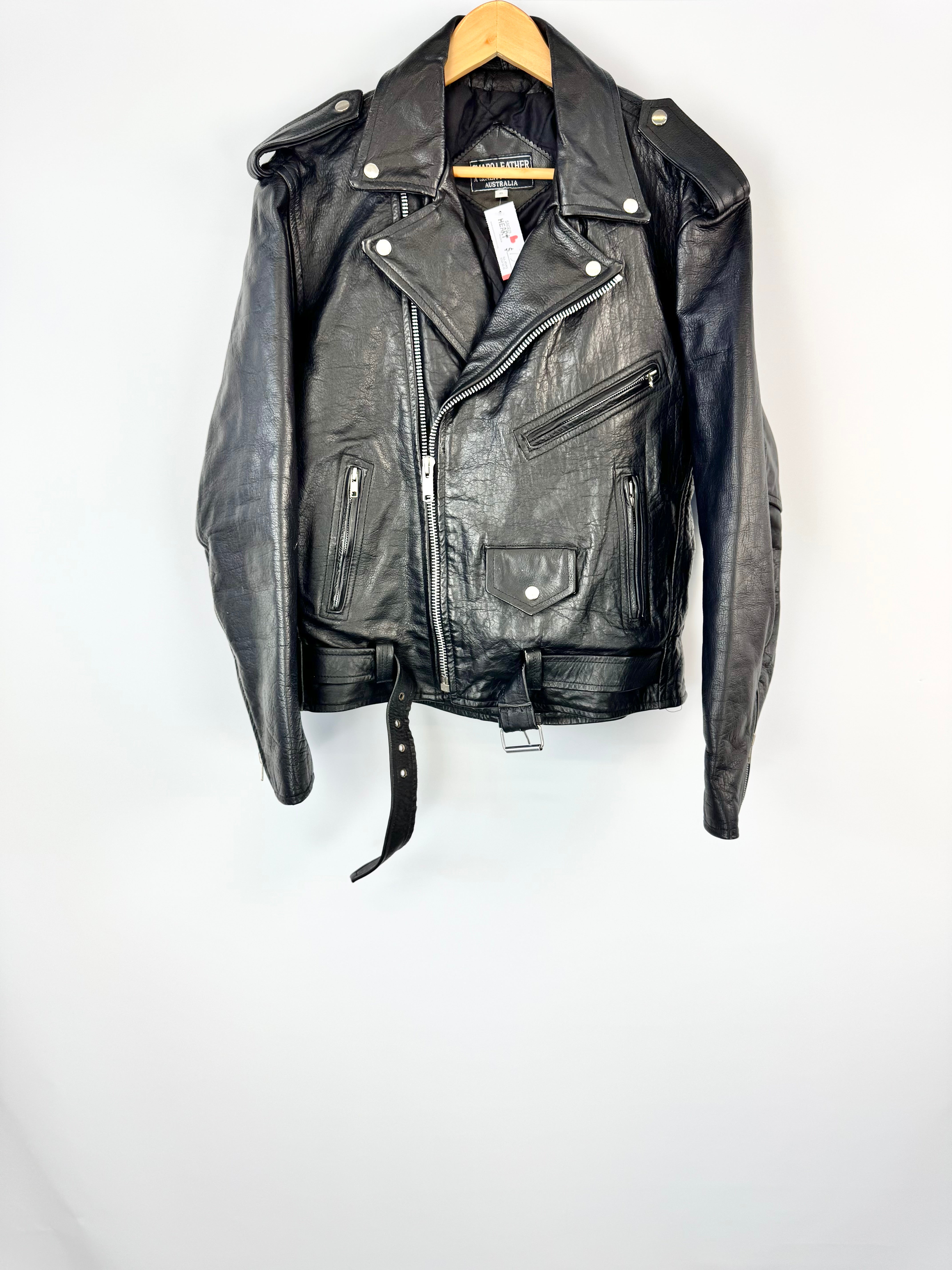 Vintage Smaro Thick Leather Biker Jacket - S