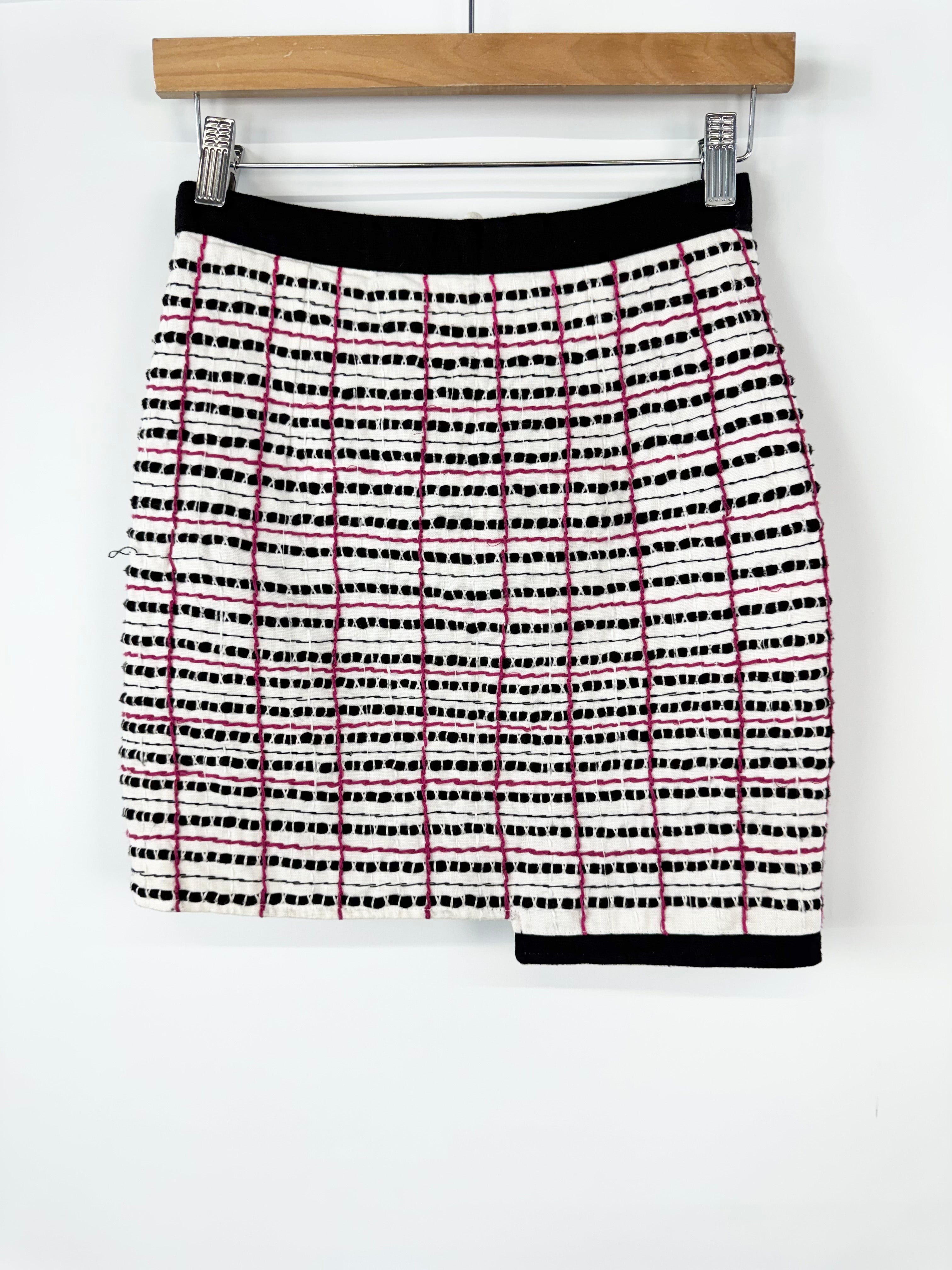 Aje White Hand-Woven Textured A-Line Skirt - AU6
