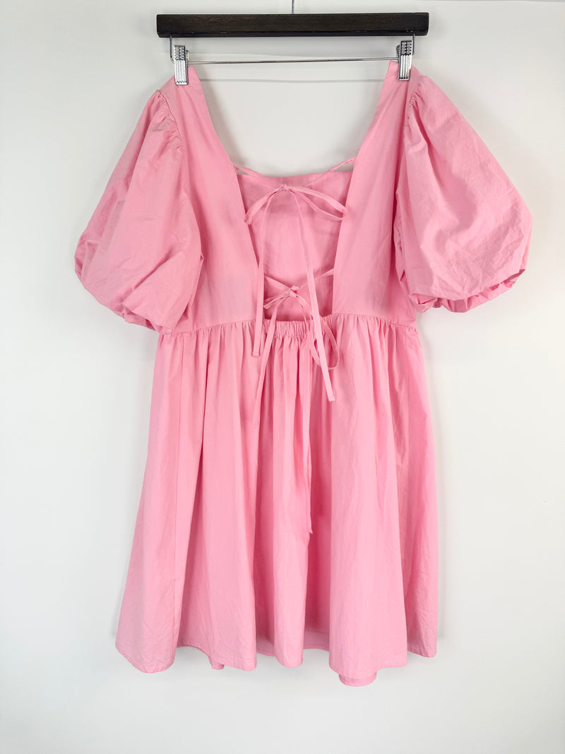 Blanca Pink Puff Sleeve Baby Doll Dress - AU8/10
