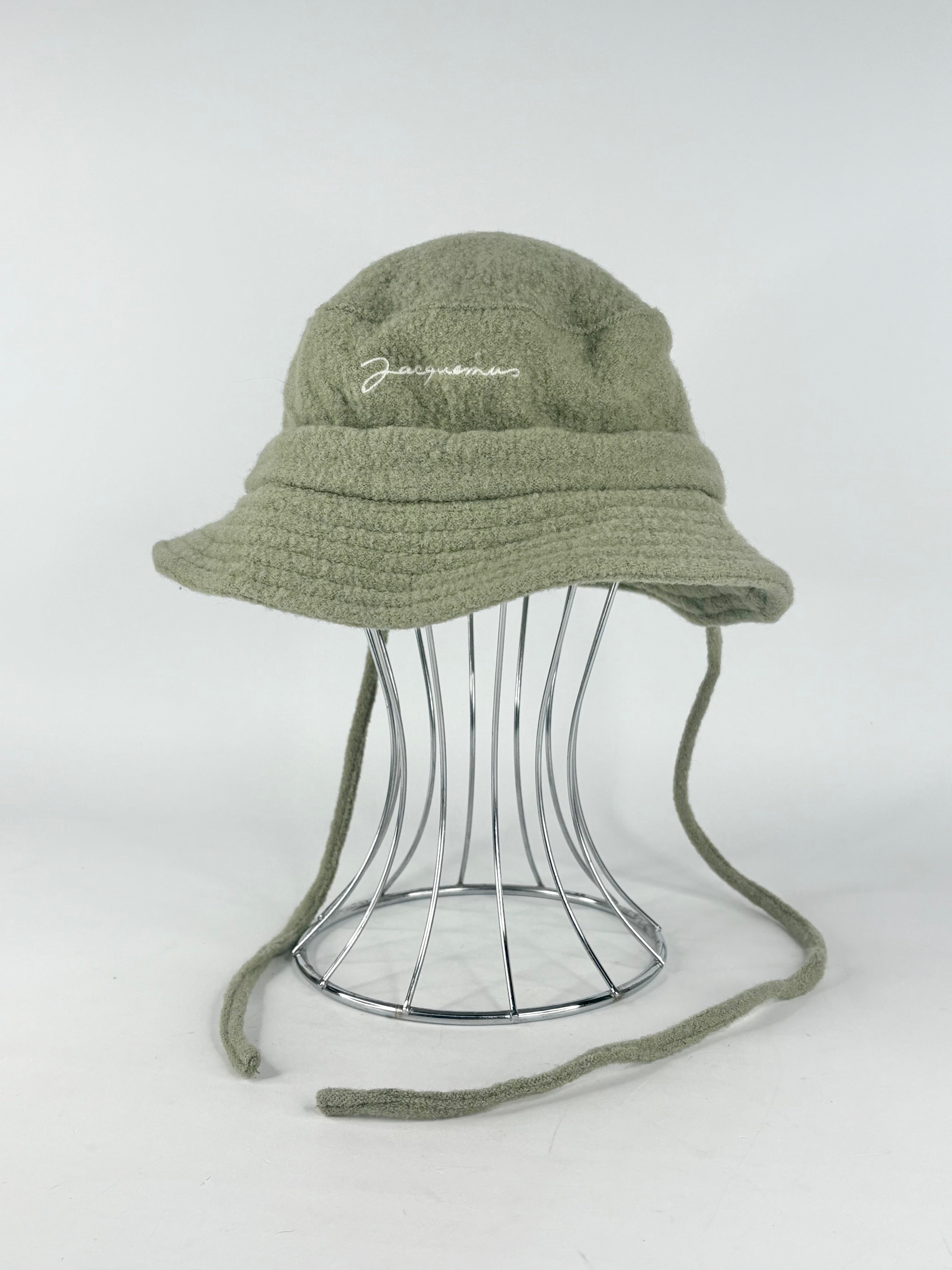 Jacquemus Sage Green Felted Drawstring Bucket Hat