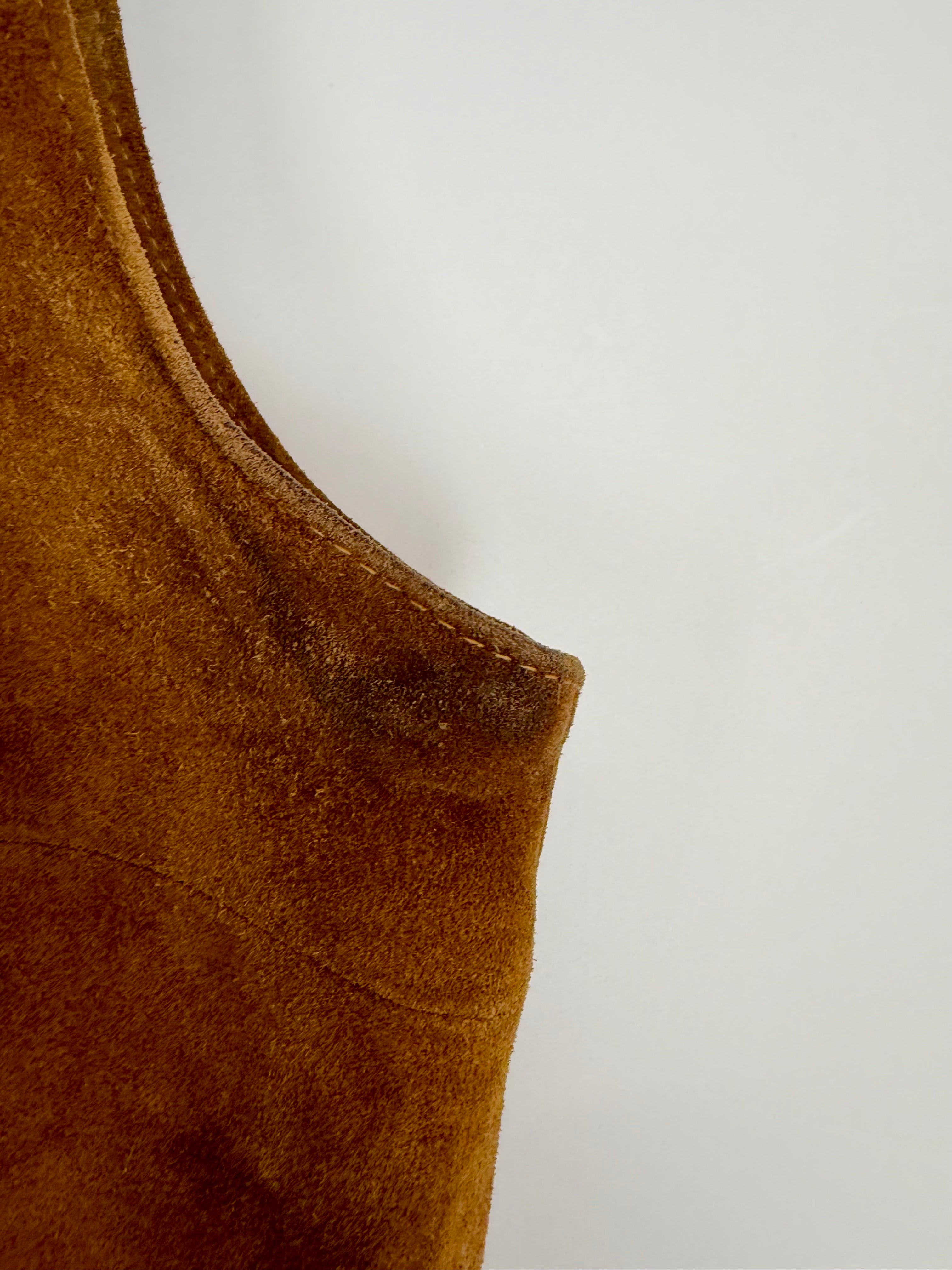 Vintage Tan Suede Sleeveless Cropped Top - AU10/12