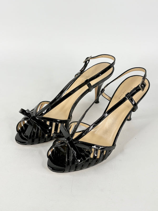 Kate Spade Patent Black Leather 'Sid' Sandals - EU38.5