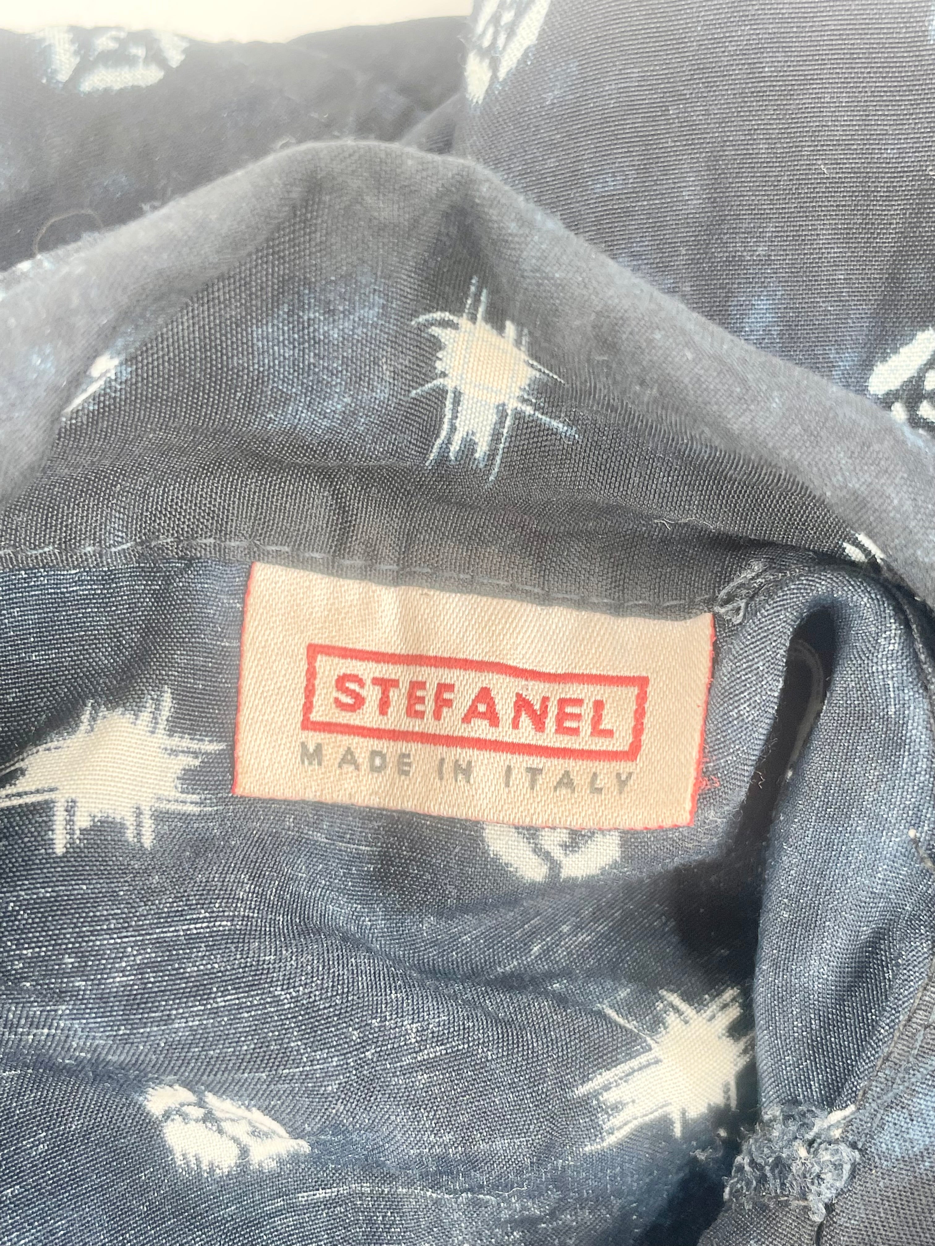 Stefanel Navy Blue & White Patterned Shift Dress - AU8/10