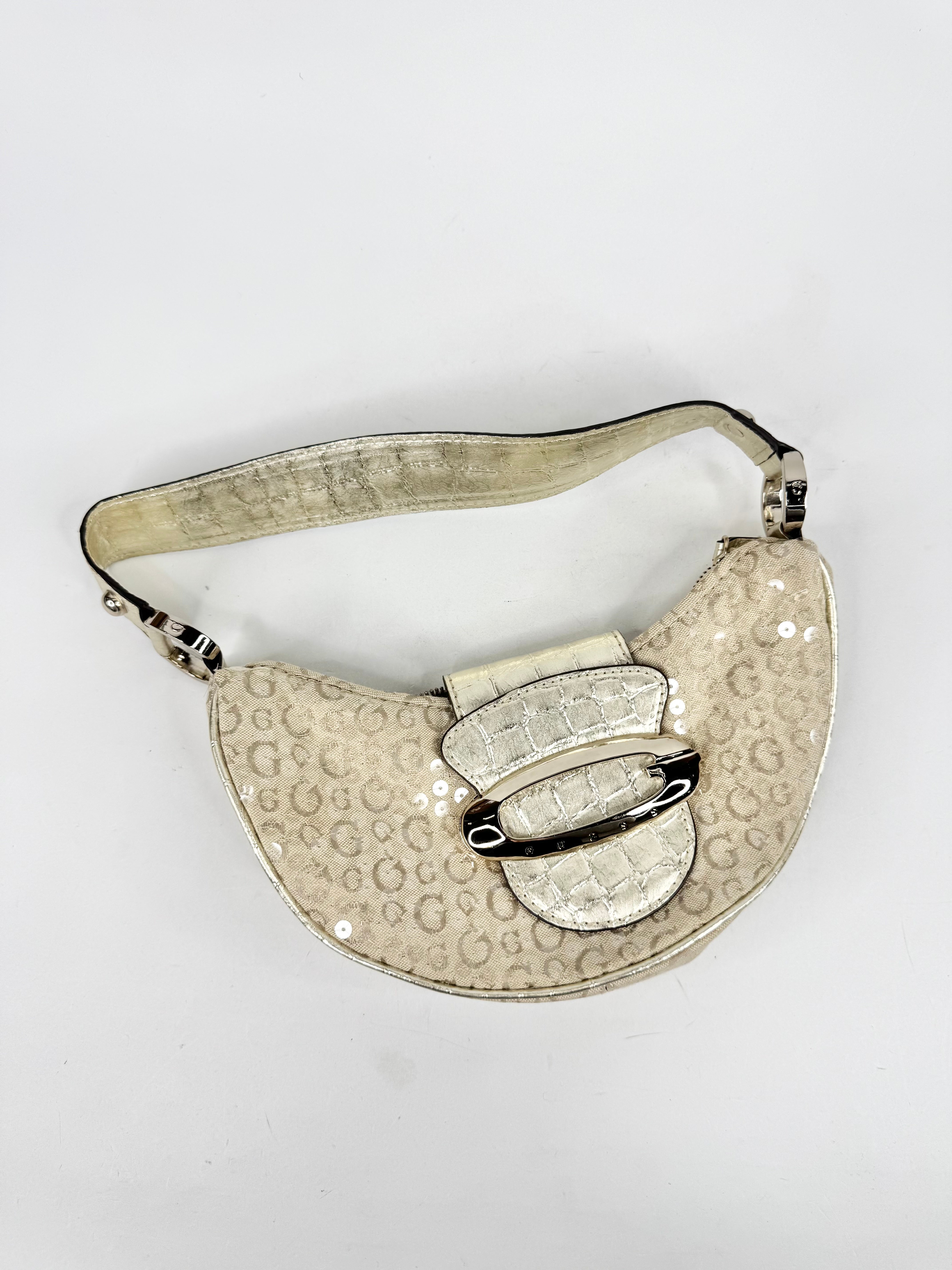 Guess Pale Gold Sequin Patterned Baguette