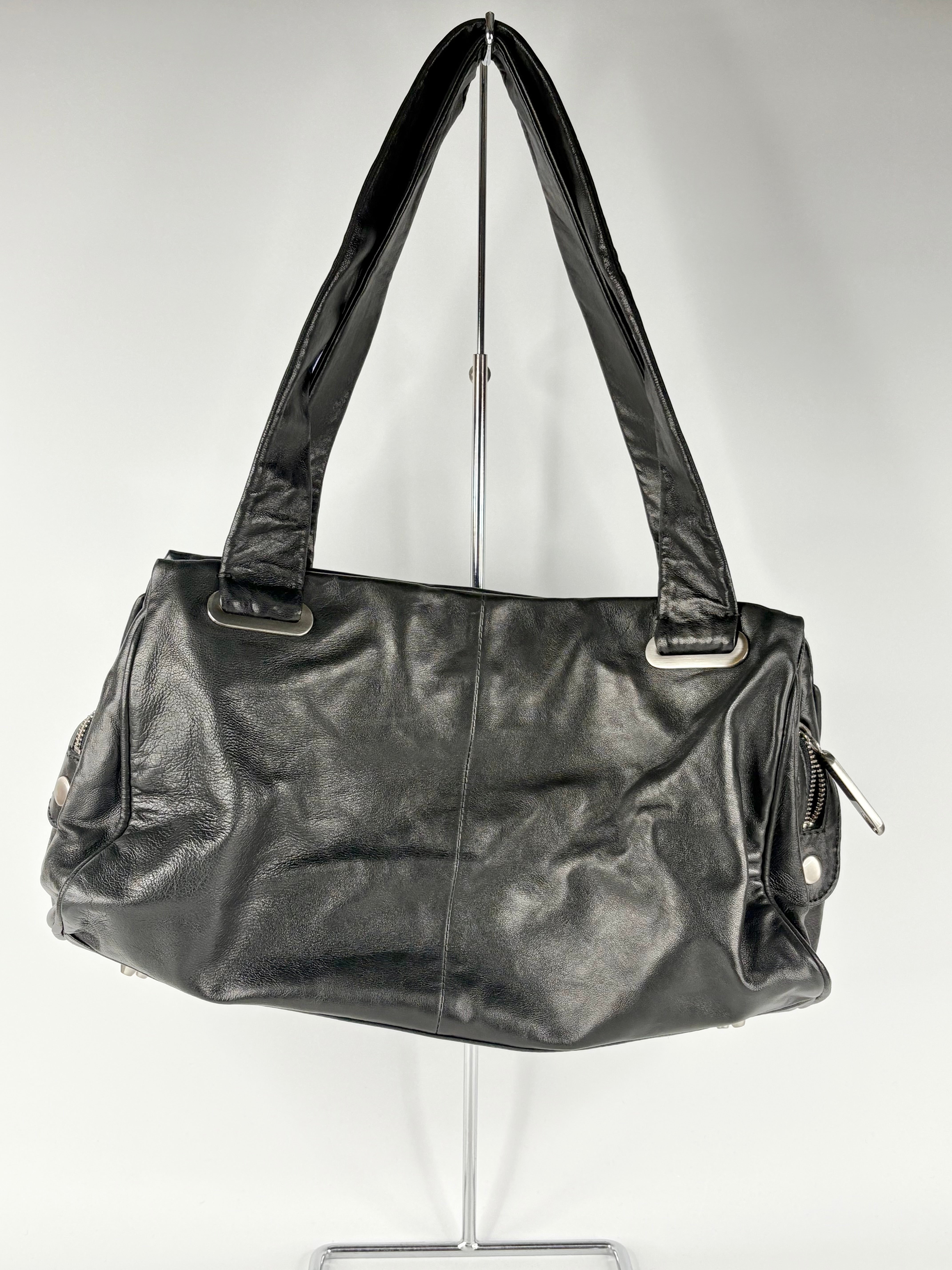Mimco Black Smooth Leather Rectangular Handbag