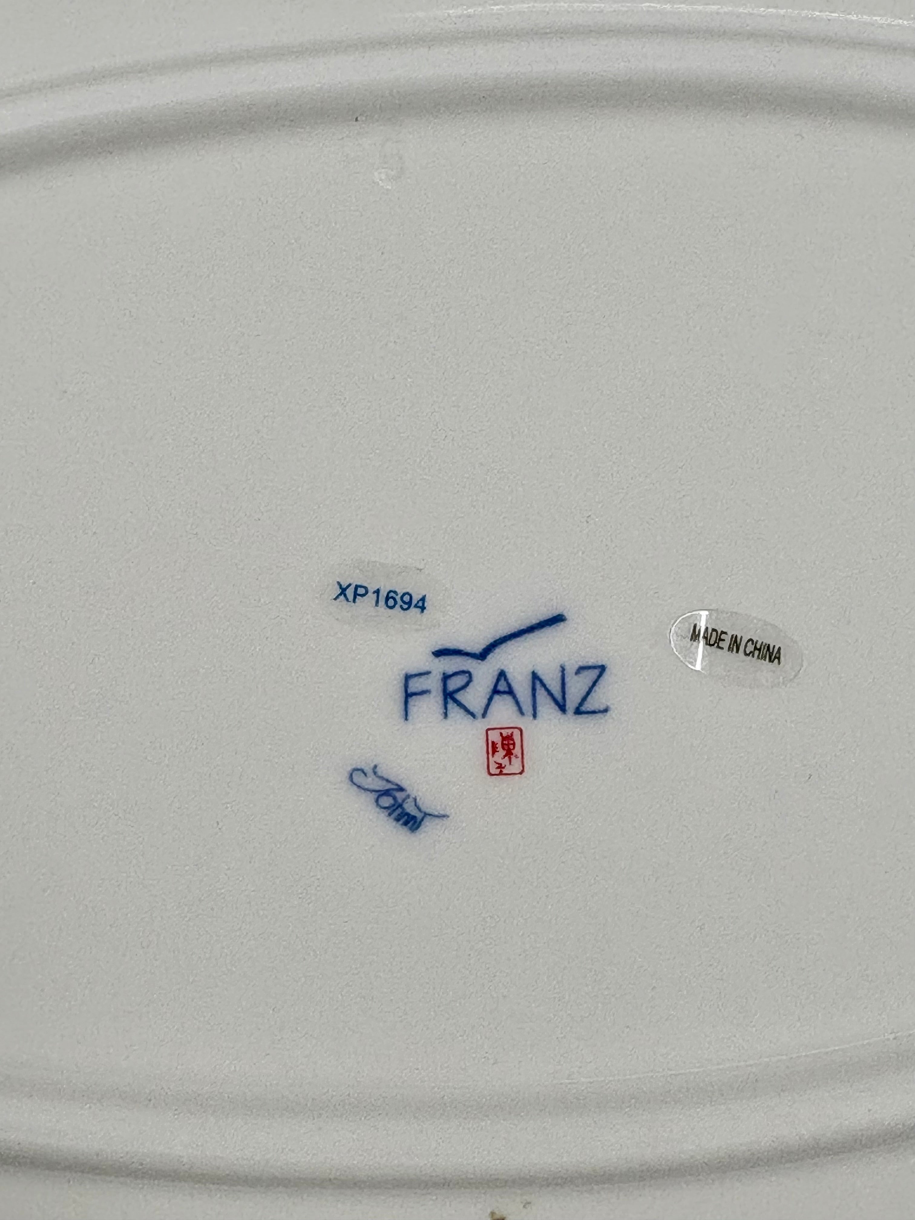 Franz Collection Papillon Handle Porcelain Tray