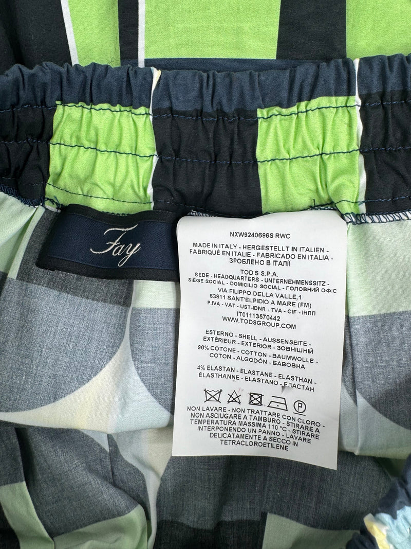 Fay Pine Lime Geometric Pattern Pleated Circle Skirt - AU8/10