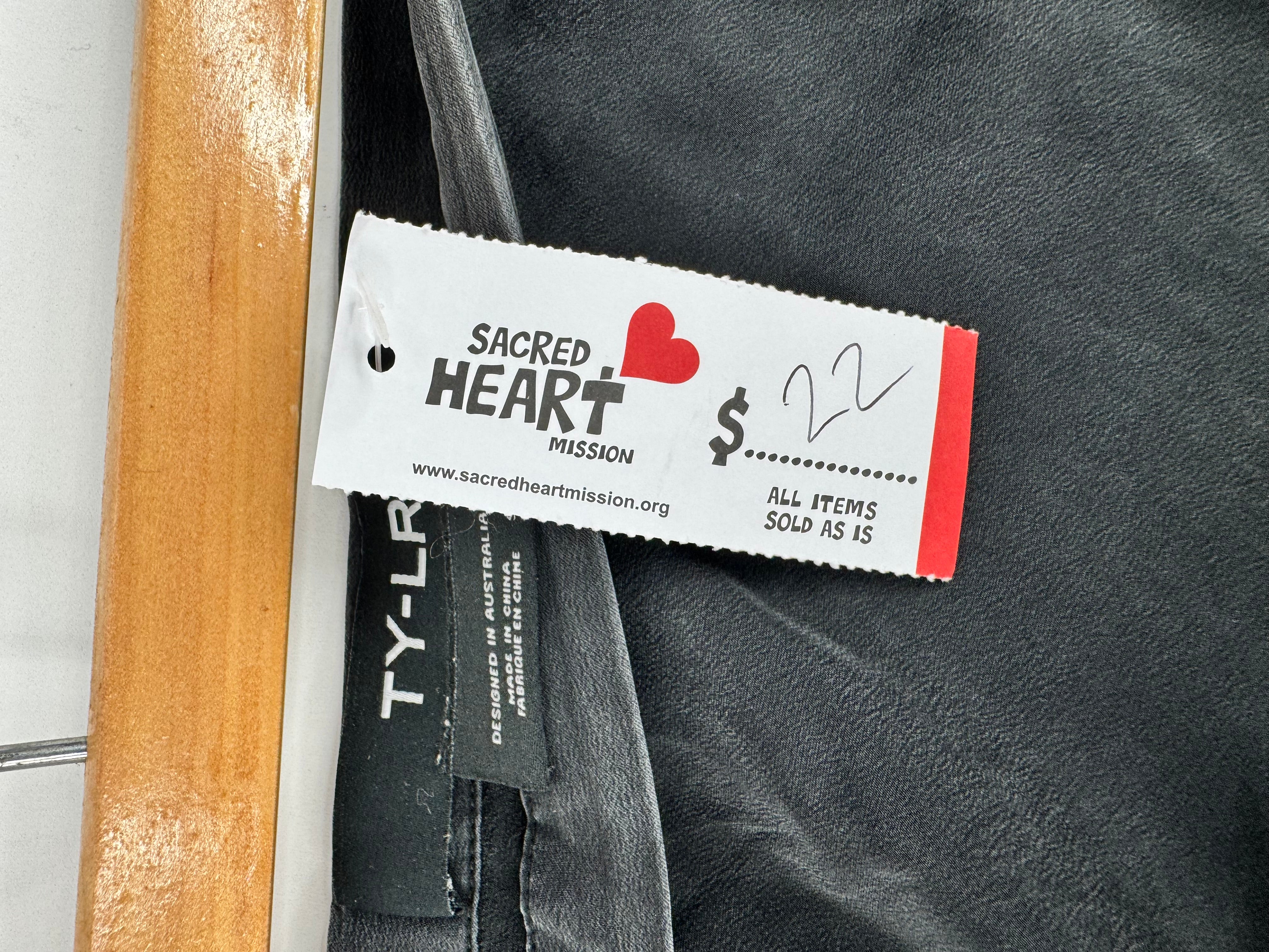 TY-LR Charcoal Silk Long Asymmetrical Train Skirt - AU8