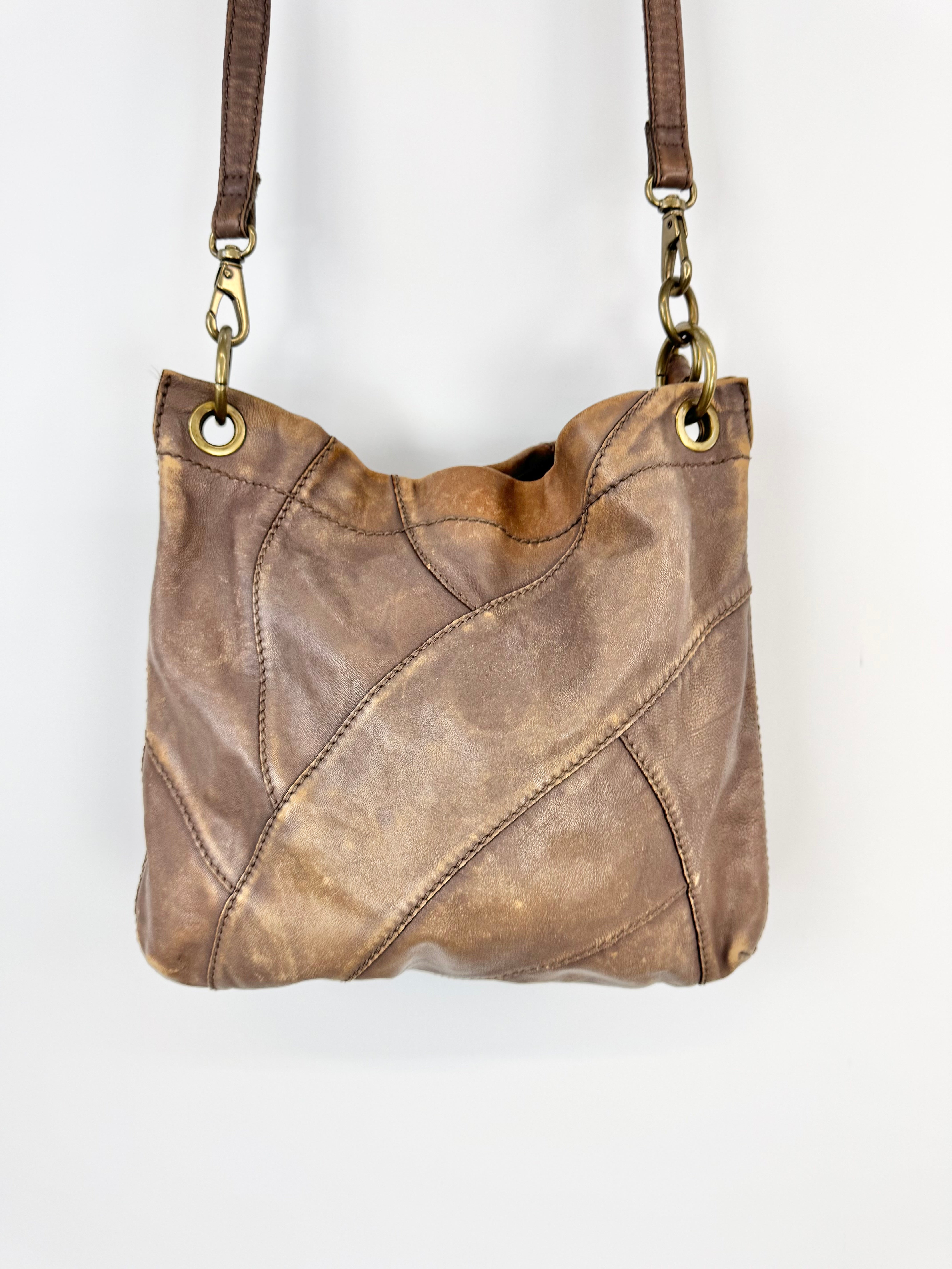 Fossil Brown Patchwork Shoulder Bag