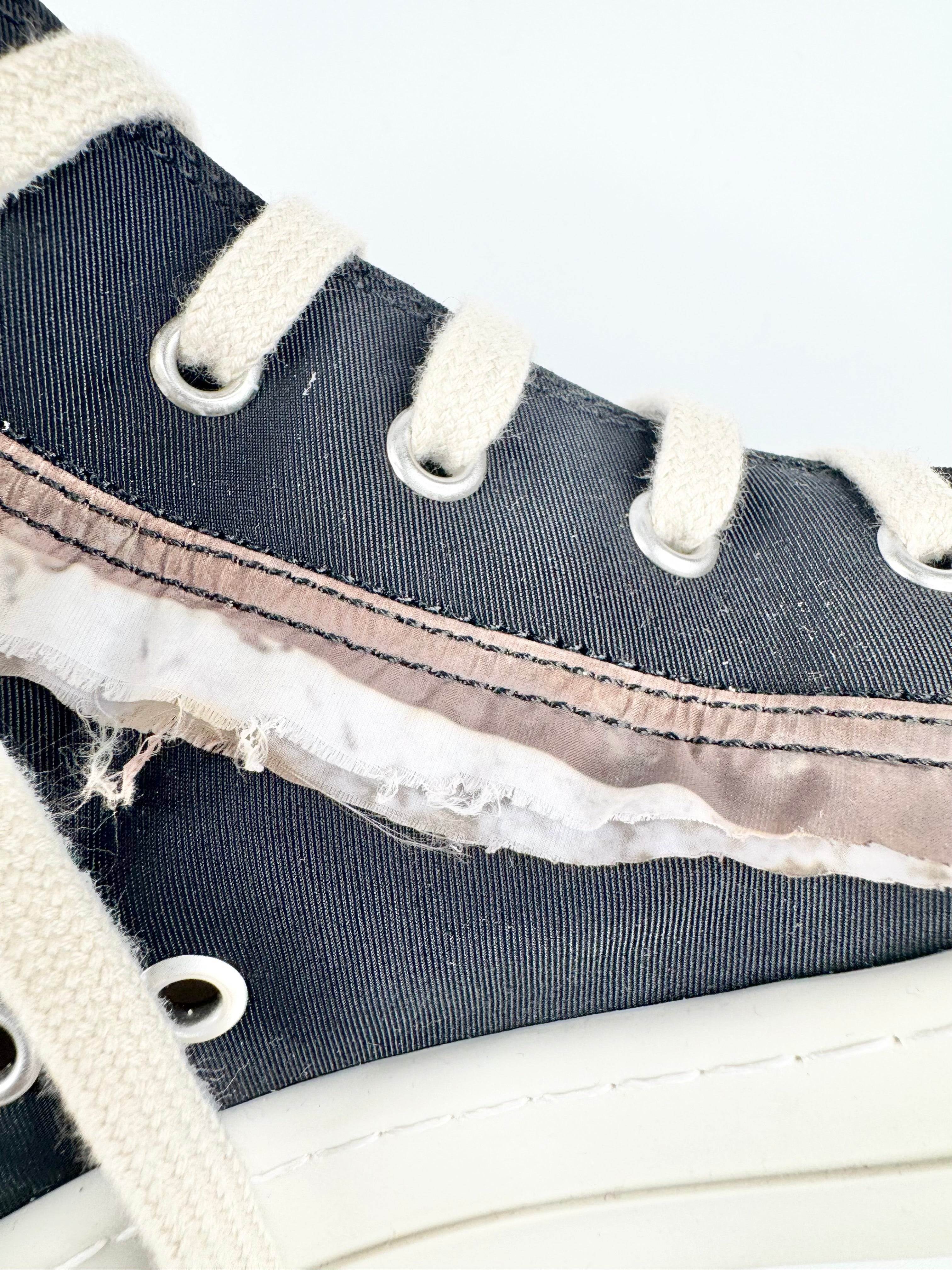 Rick Owens Drkshdw Black & White Ruffle Trim Ramones - EU41