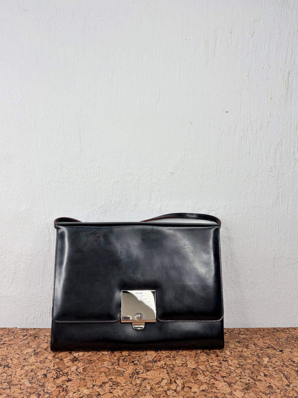 Bally Black & Red Smooth Leather Cross Body Bag