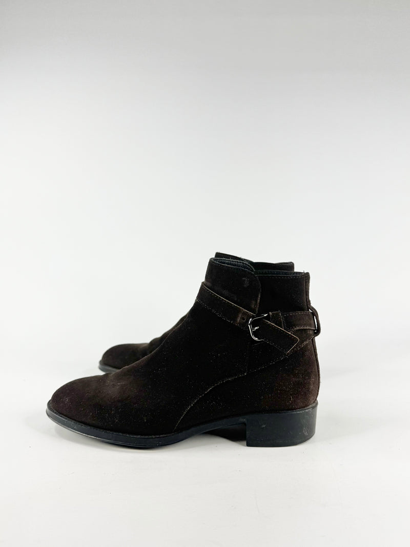 Tod's Dark Mahogany Suede Ankle Boots - EU38.5