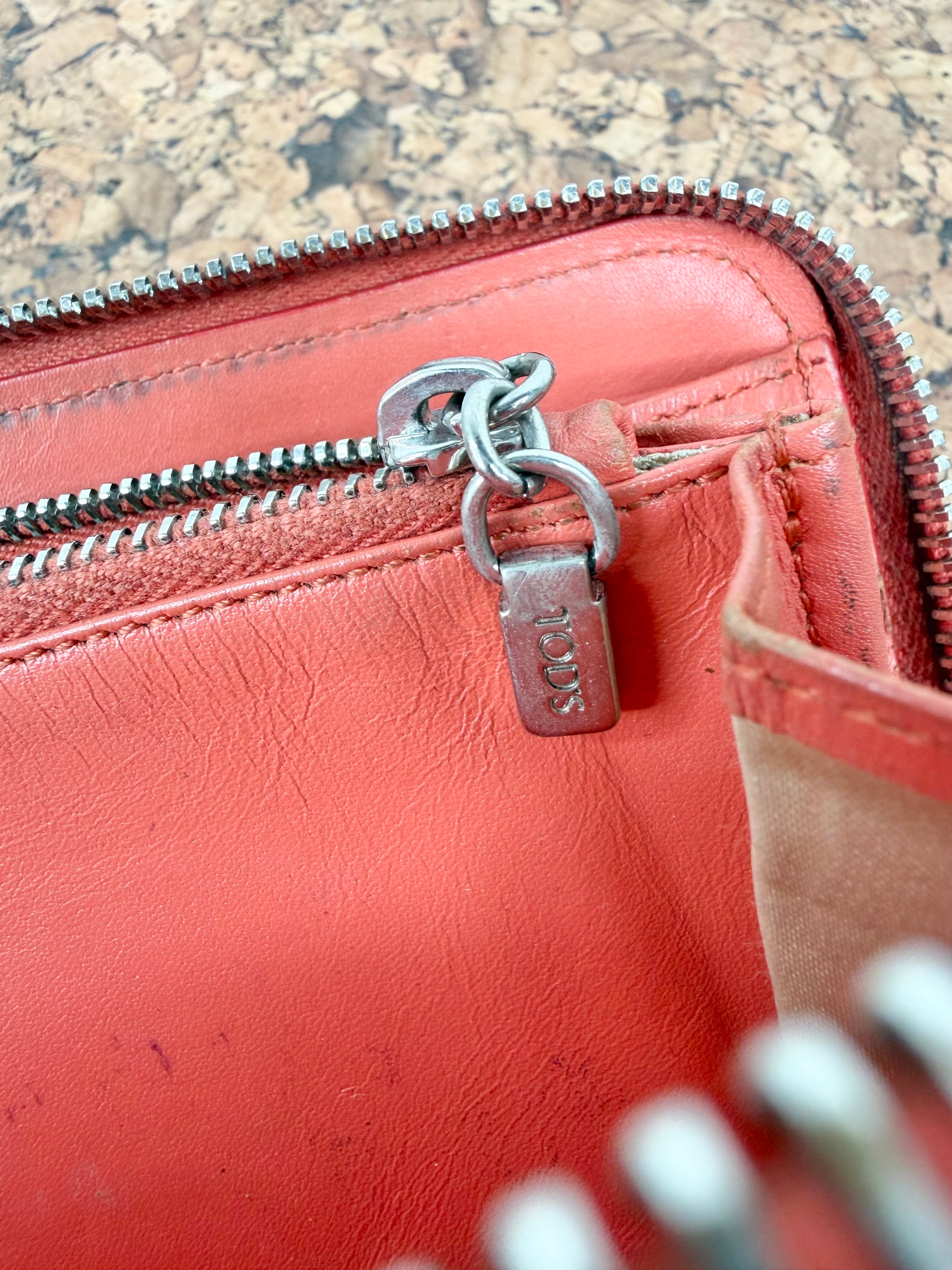 Tod's Patent Peach Leather Wallet