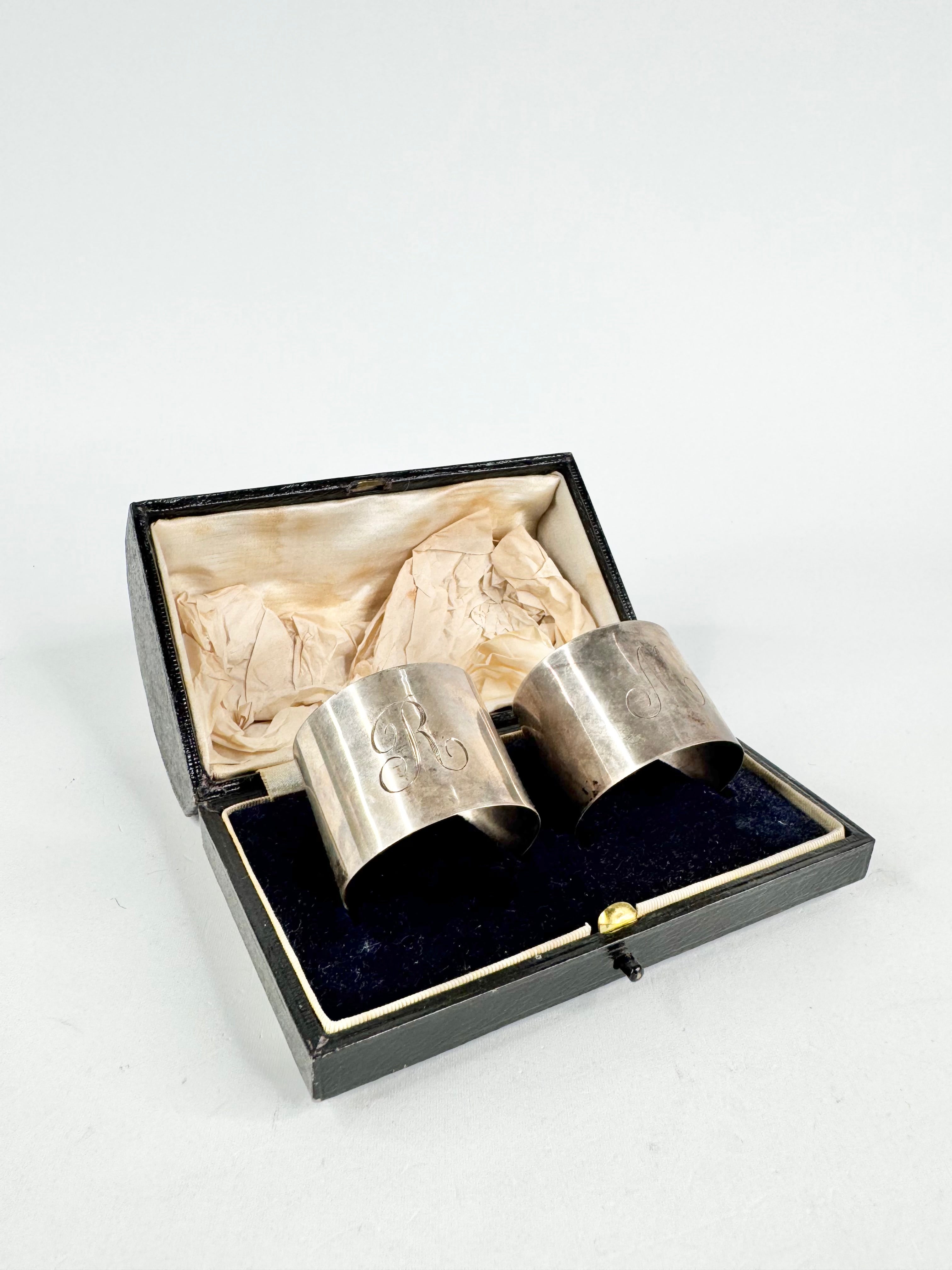 Vintage 1938 Sterling Silver Initialed Napkin Rings
