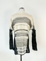 Helmut Lang Cream & Grey Silk & Alpaca Knit Jumper - AU8/10