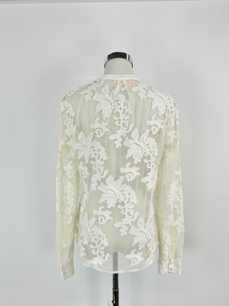 Custommade Phillina Sheer Lace Button Up Top - AU10