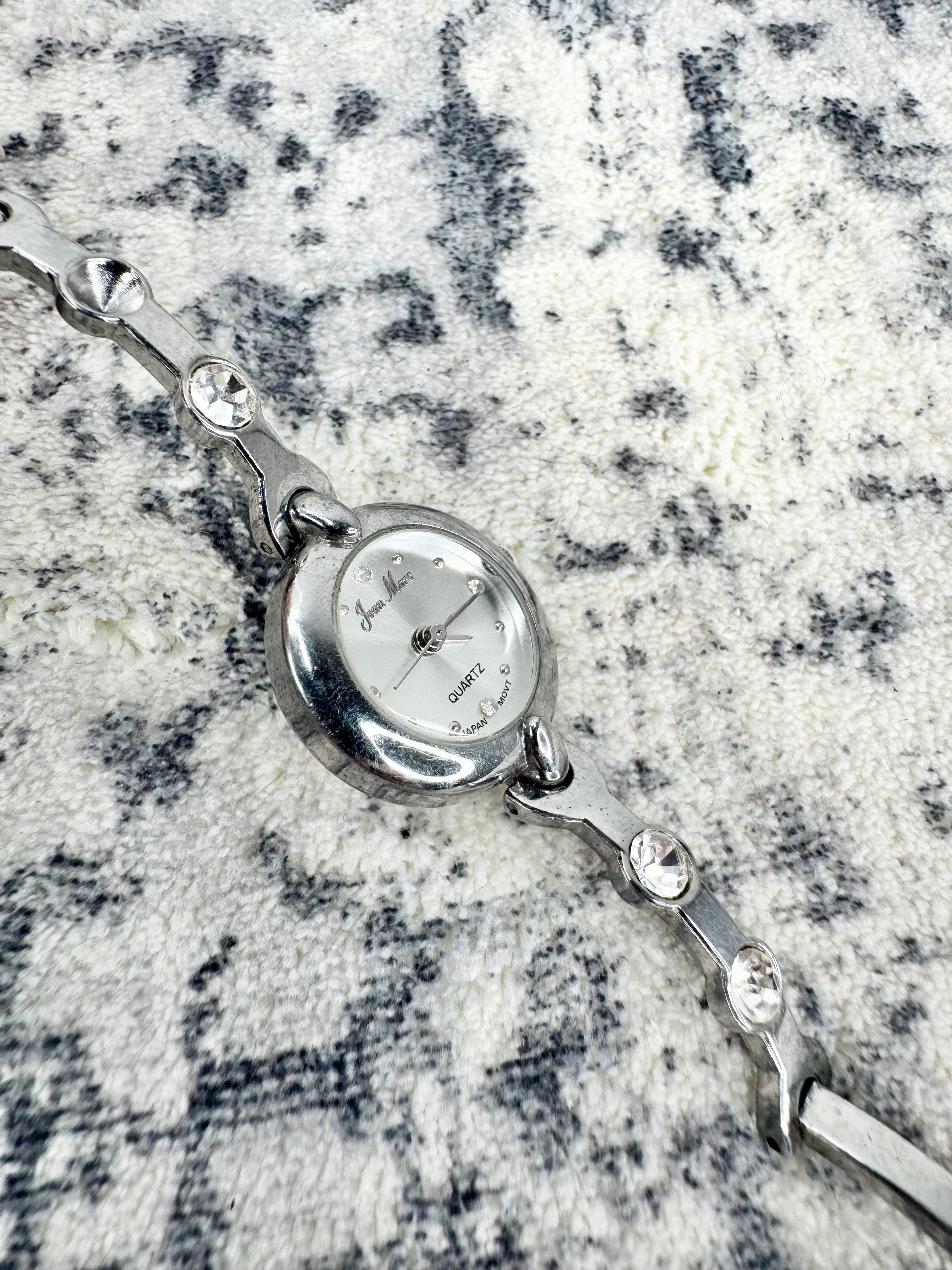 Y2K Jean Marie Silver Tone Jewel Embellished Watch
