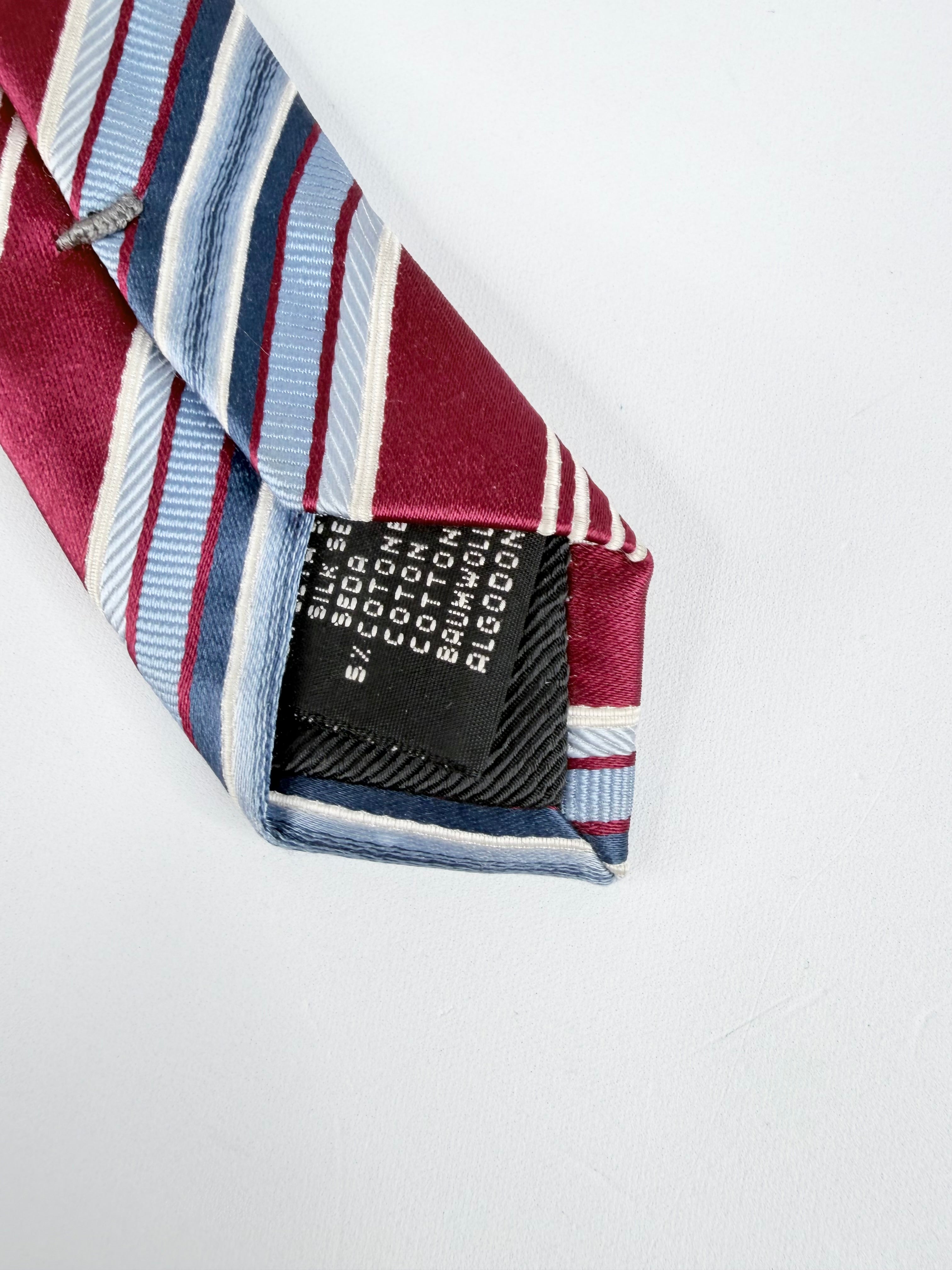 Ermenegildo Zegna Red & Blue Striped Silk Tie