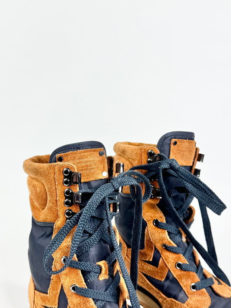 Marc by Marc Jacobs Tan & Blue Suede Hiking Boots - EU36.5
