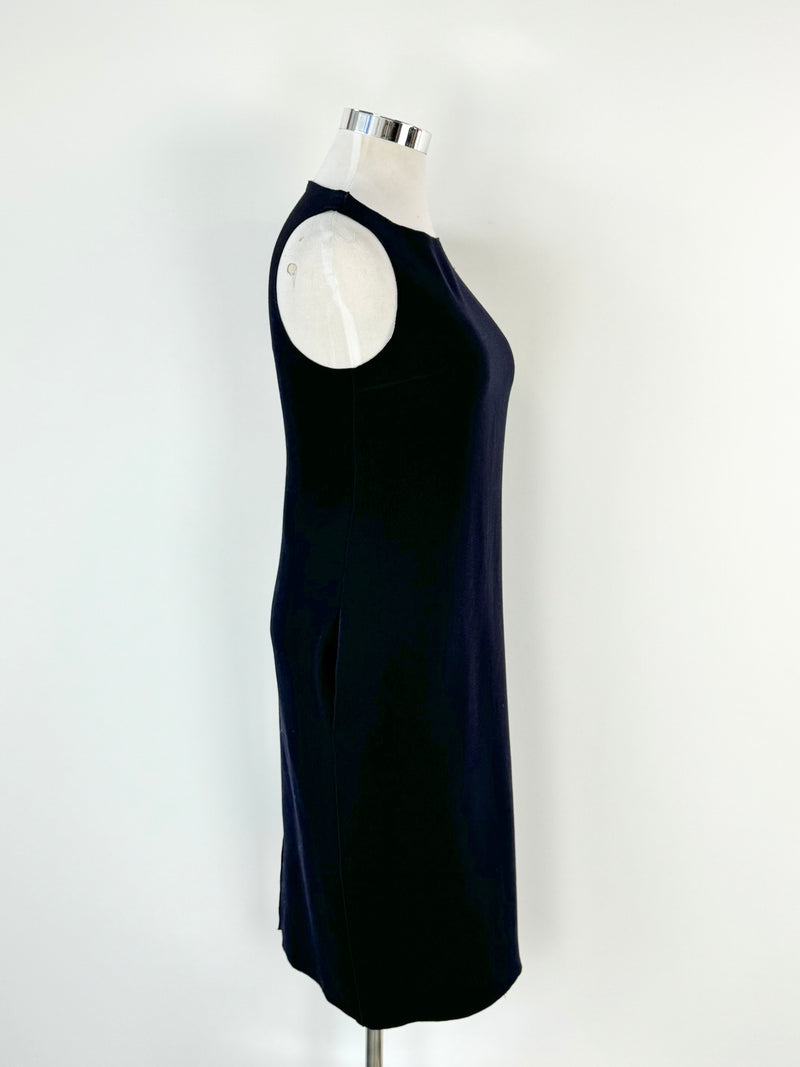 Sofie D'Hoore Navy Blue Crepe Wool Midi Dress - AU12