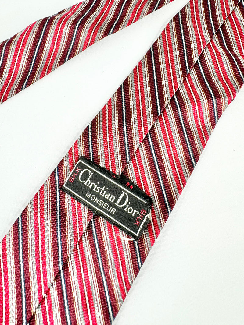 Christian Dior Monsieur Red Striped Silk Tie