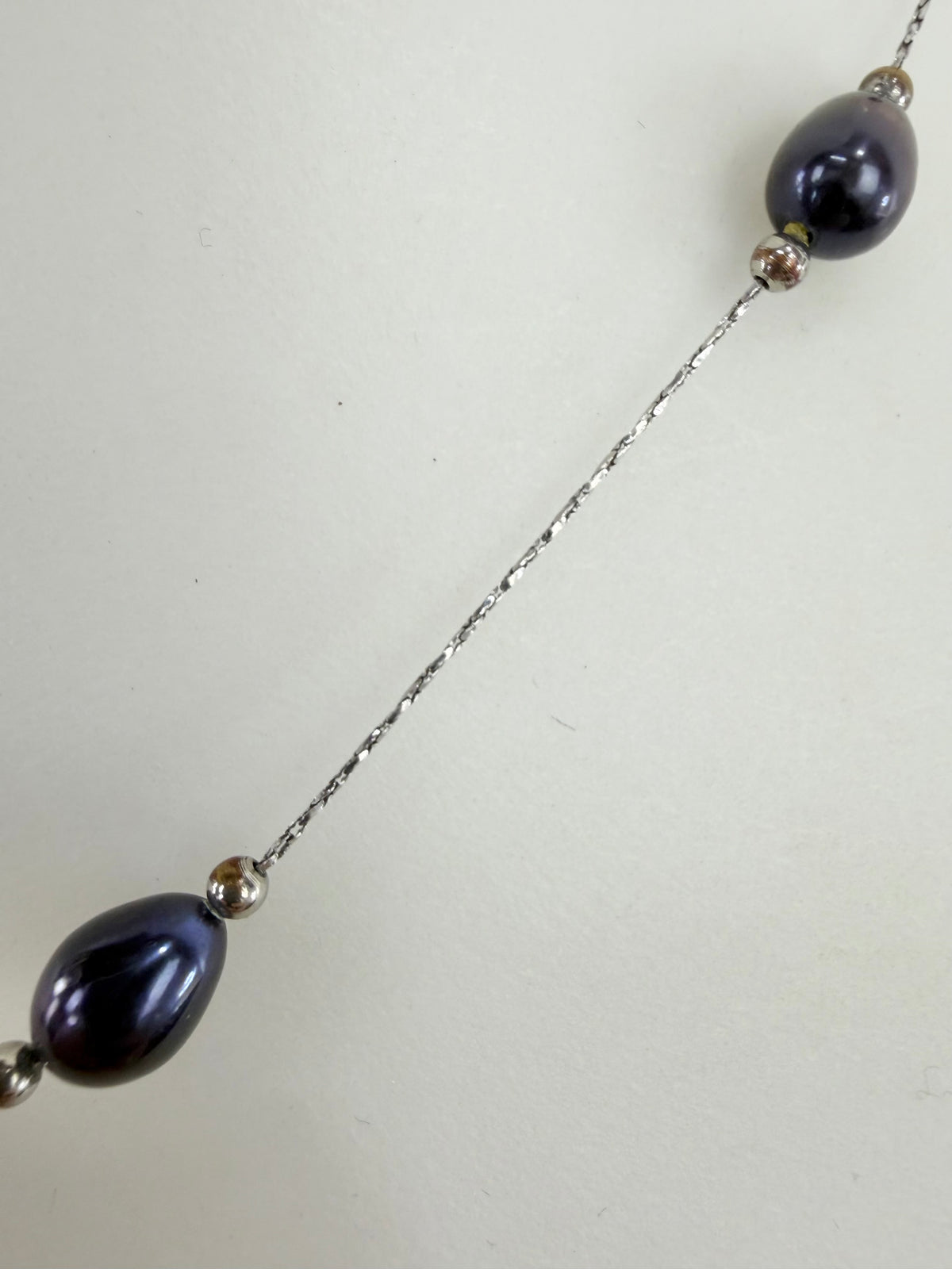 Silver & Bruised Purple Pearl Necklace